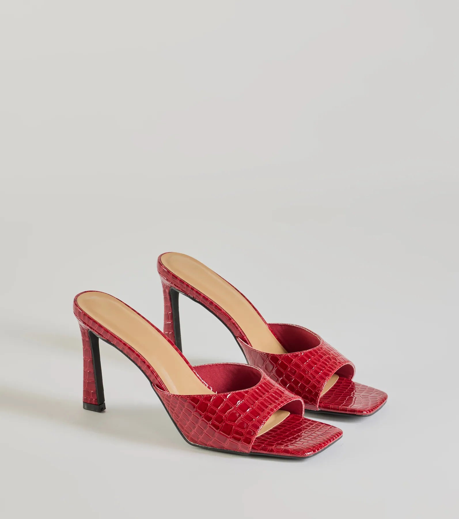 Ultimate Sophistication: Faux Croc-Embossed Stiletto Mules