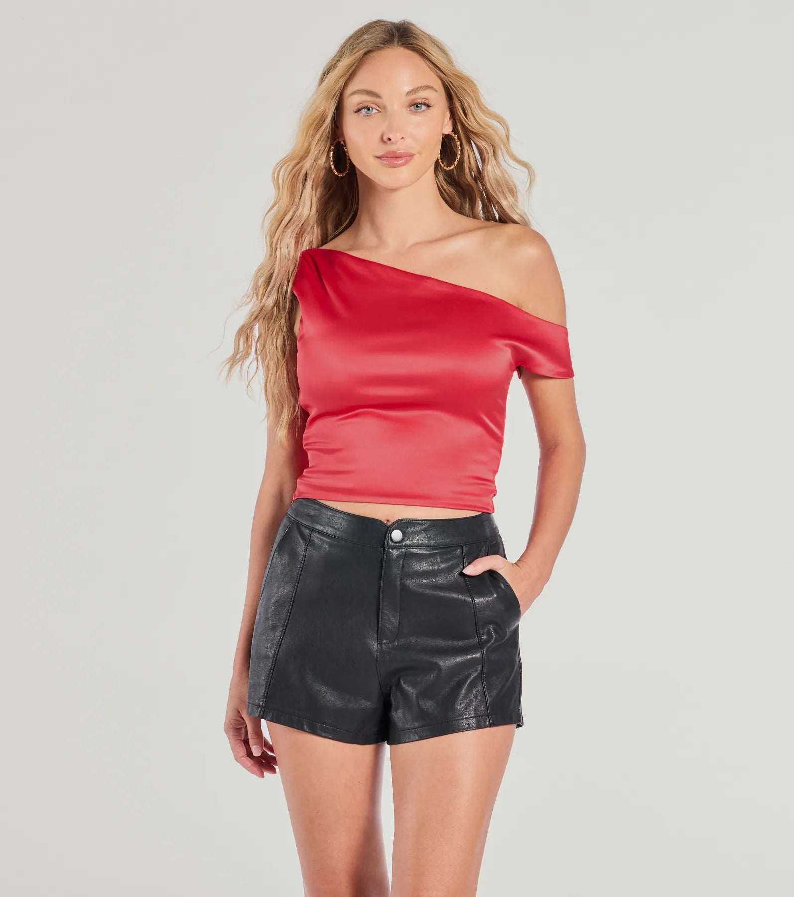 Premium Satin Off-The-Shoulder Top - Sleek Vibes Collection