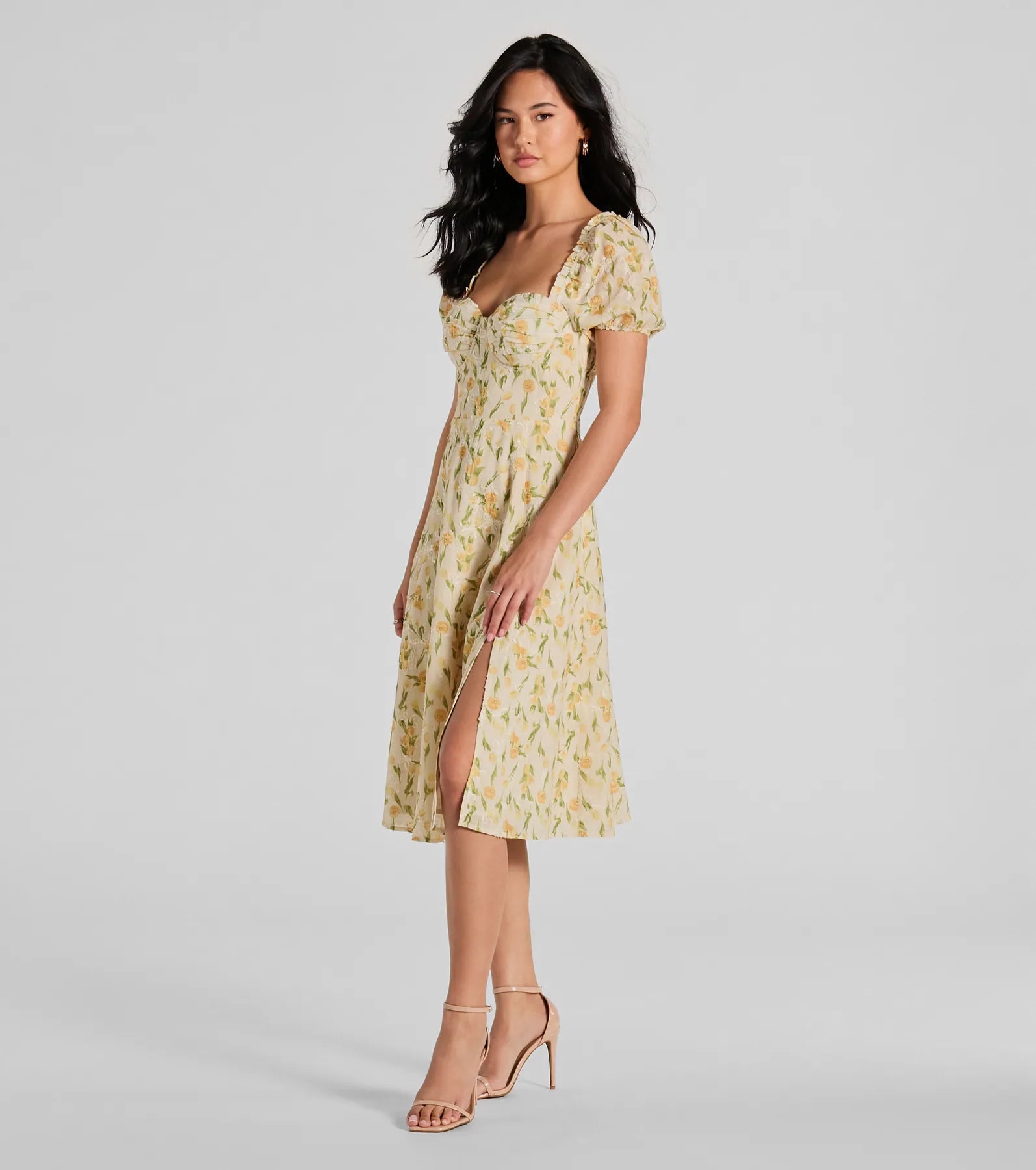 Ultimate Summer Sweetheart Lemon Print A-Line Midi Dress