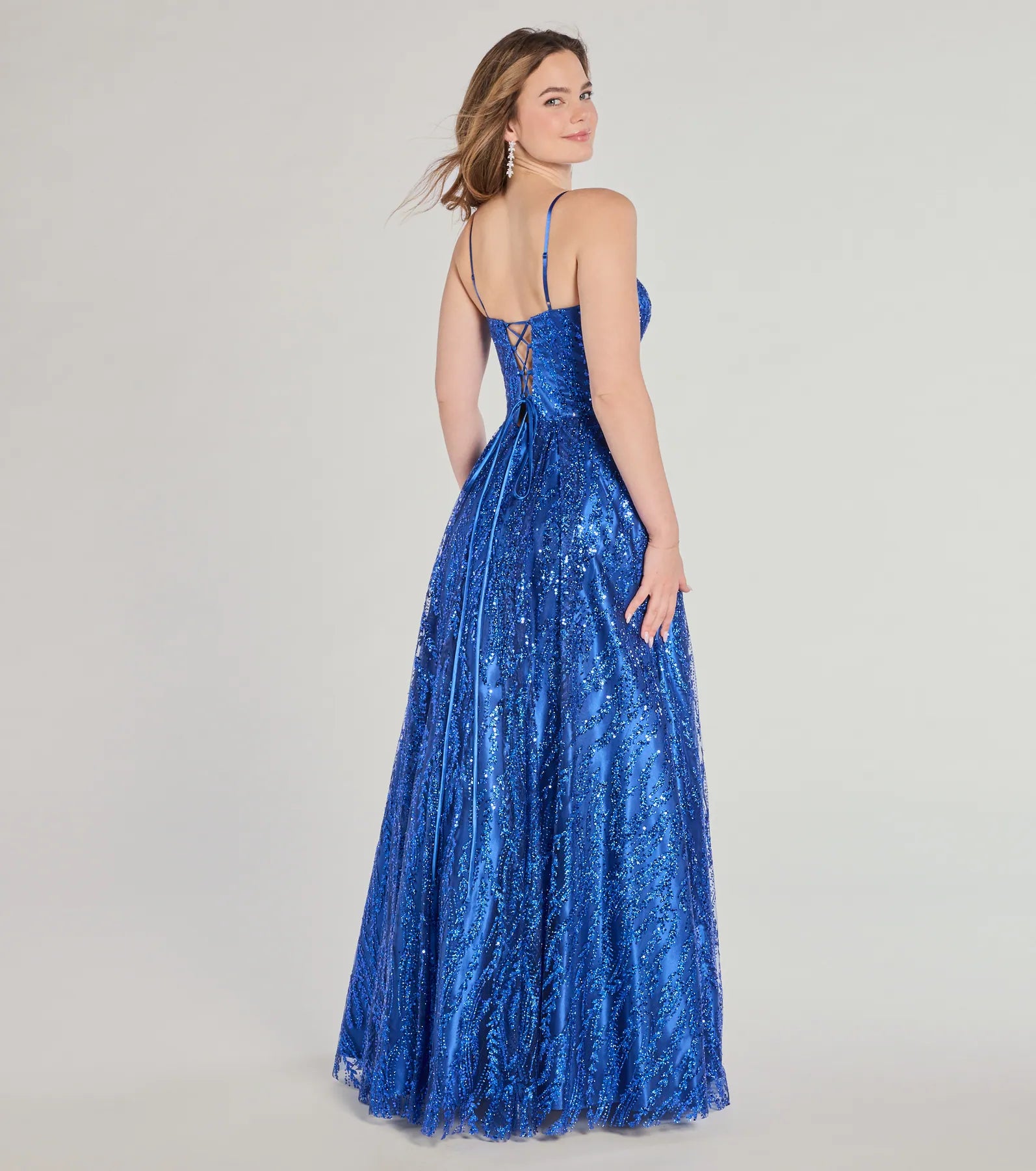Ultimate Glam Janet Bustier Lace-Up Glitter Ball Gown