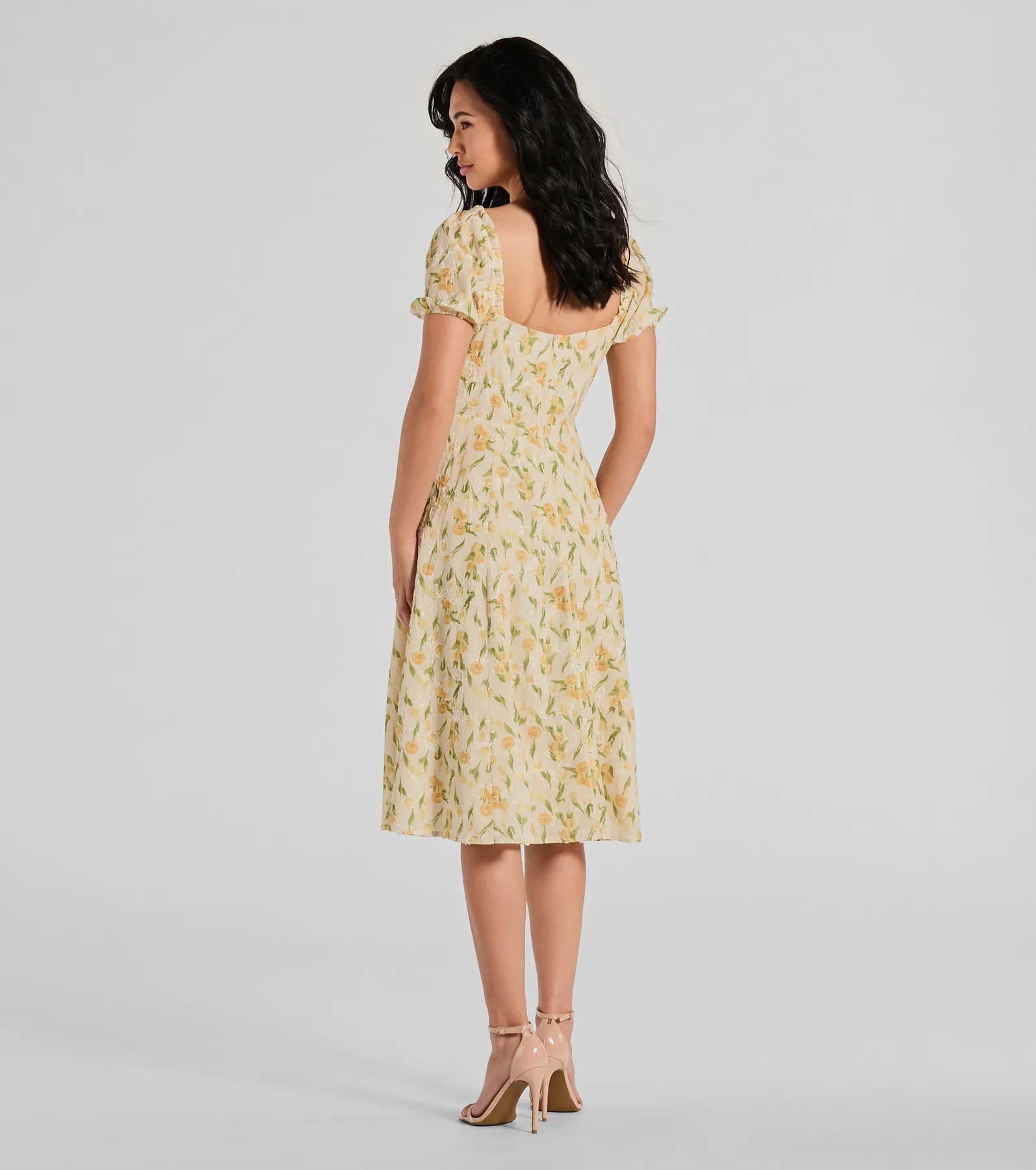 Ultimate Summer Sweetheart Lemon Print A-Line Midi Dress