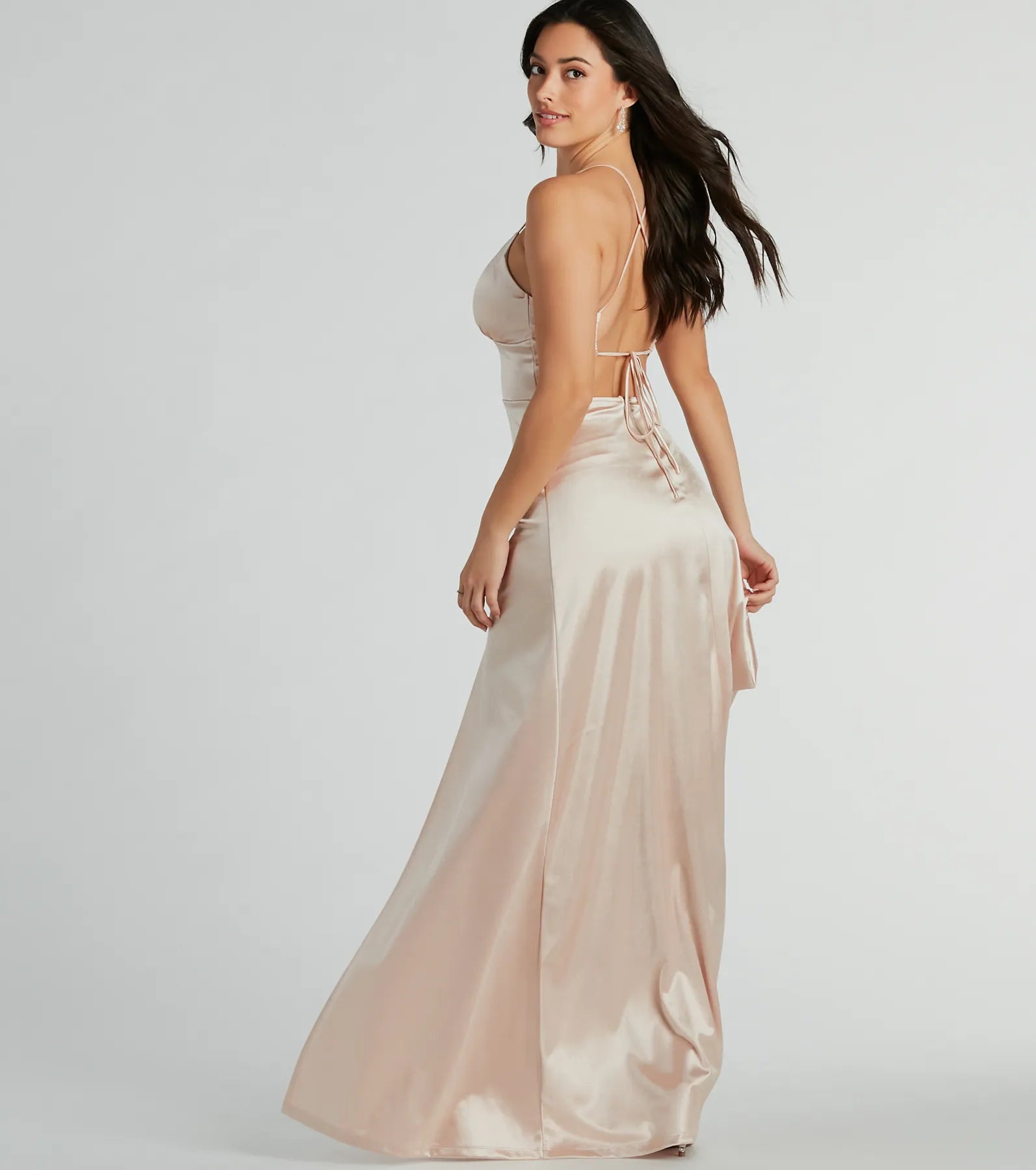 Laurel Luxe Lace-Up Satin Formal Gown