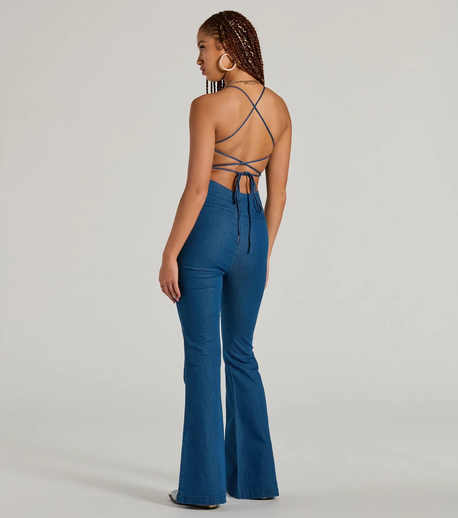 Ultimate Casual Lace-Up Flare Denim Jumpsuit - Upgrade Your Style