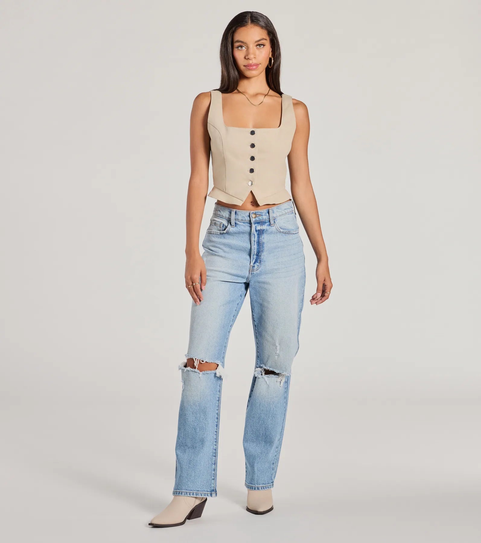 Premium Effortless Style Lace-Up Crop Vest