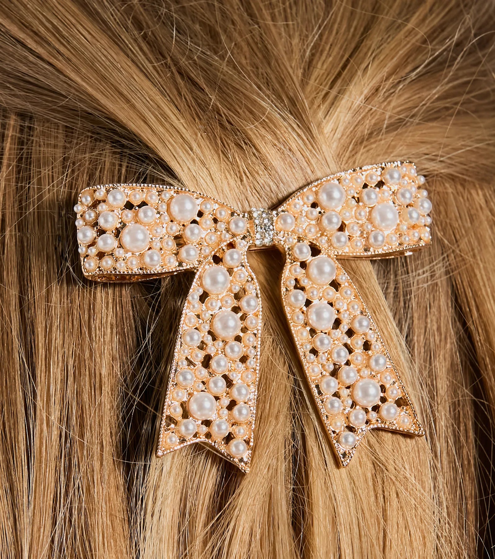 Premium Faux Pearl Rhinestone Bow Barrette - Ultimate Hair Accessory