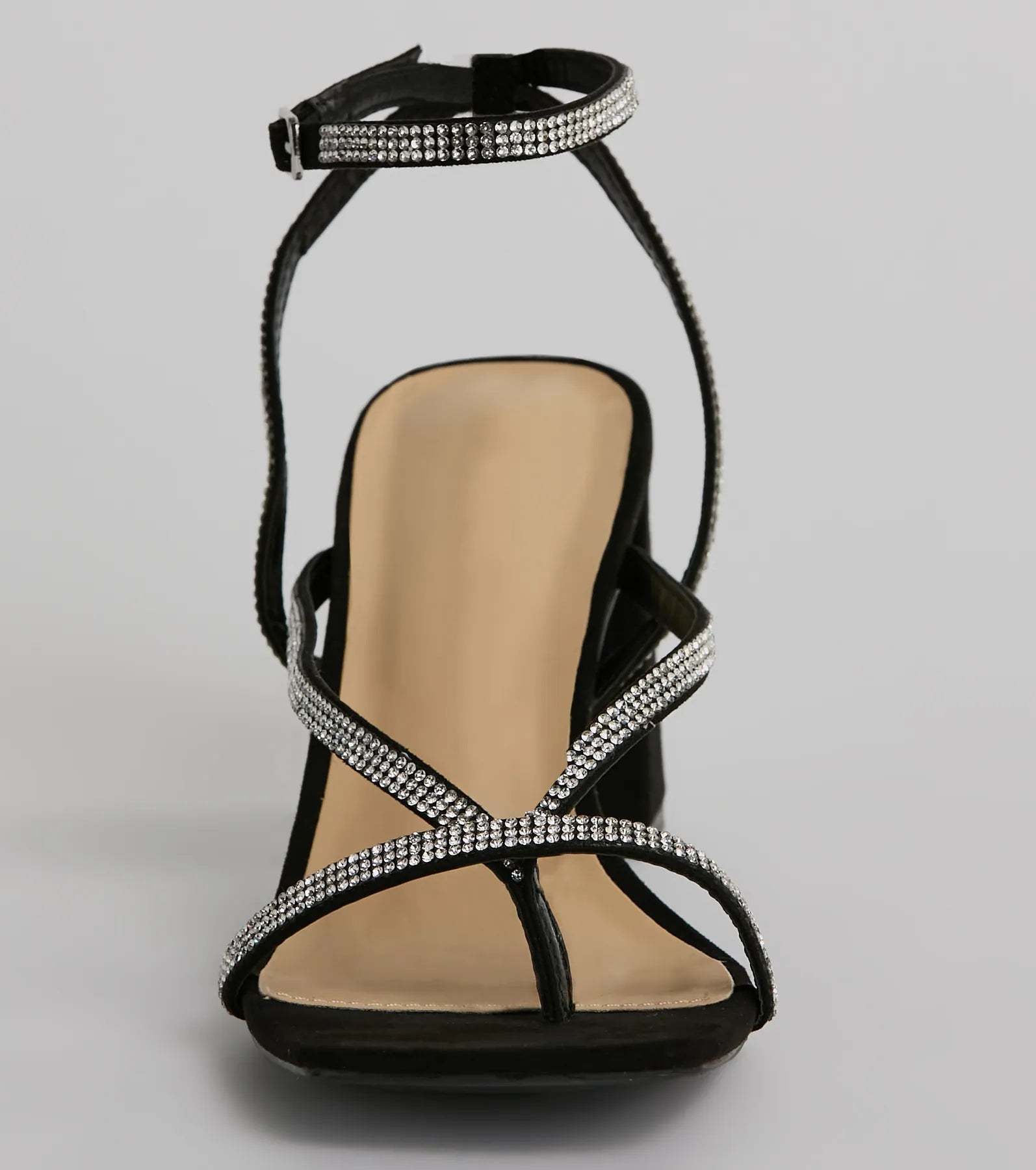 Premium Radiant Rhinestone Strappy Block Heels - Ultimate Sparkle & Comfort