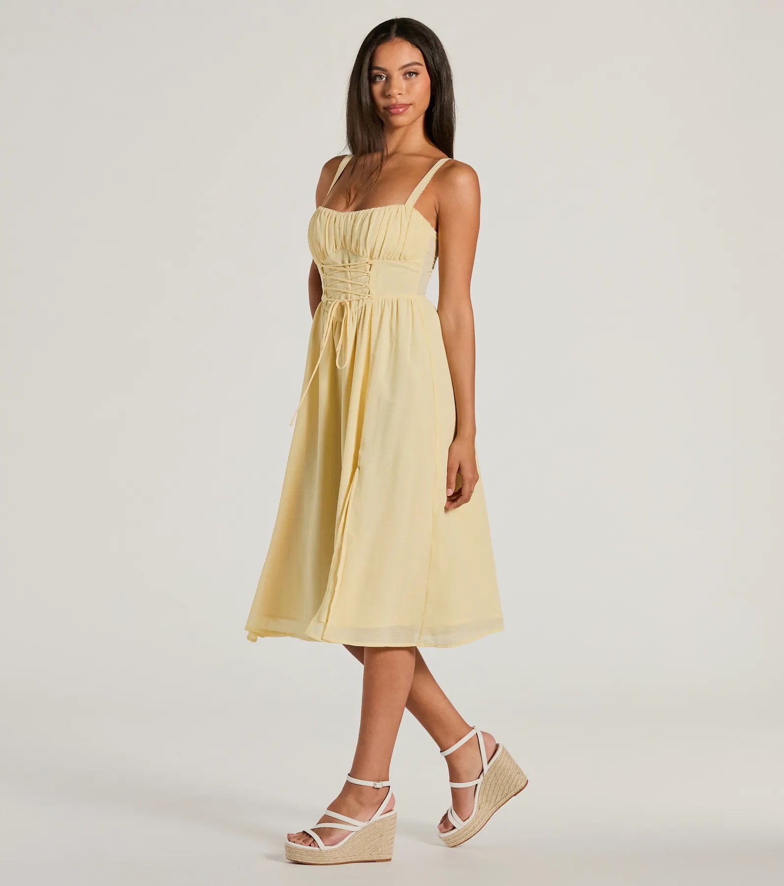 Ultimate Modern Romance Lace-Up Midi Dress