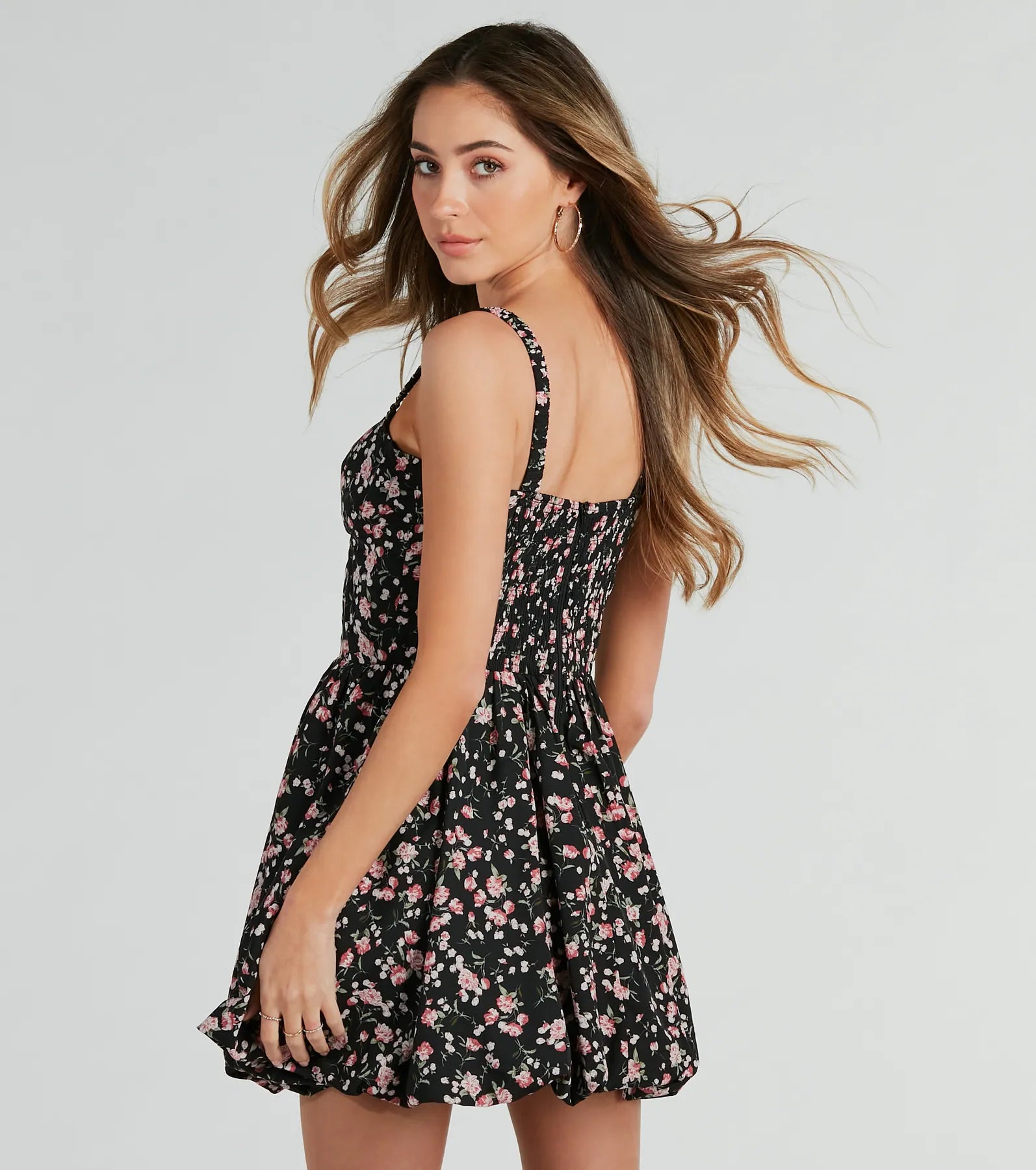 Ultimate Floral Elegance: Bubble Hem Skater Dress