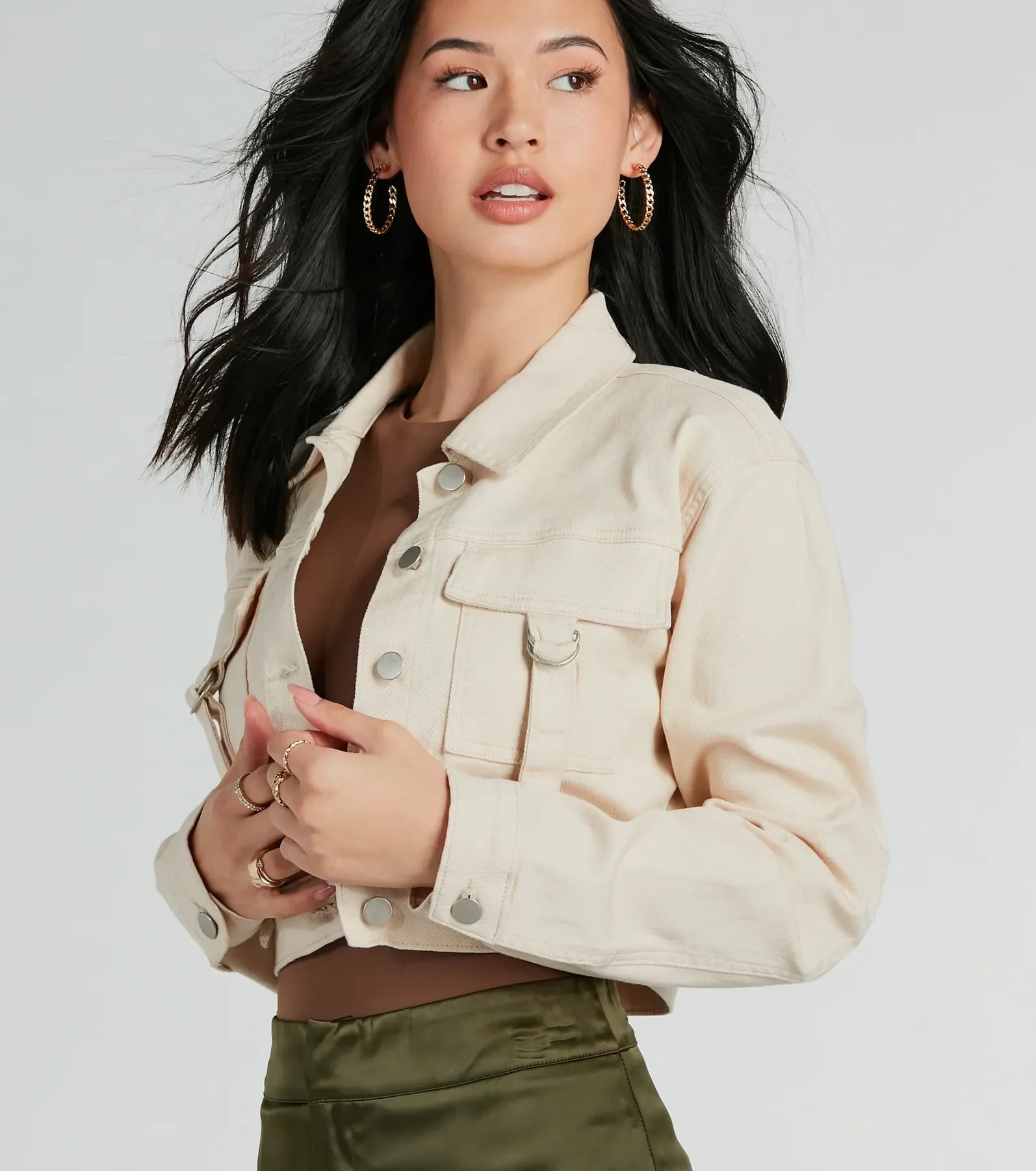 Ultimate Trendy Nature Cargo Jacket - Premium Woven Crop Style