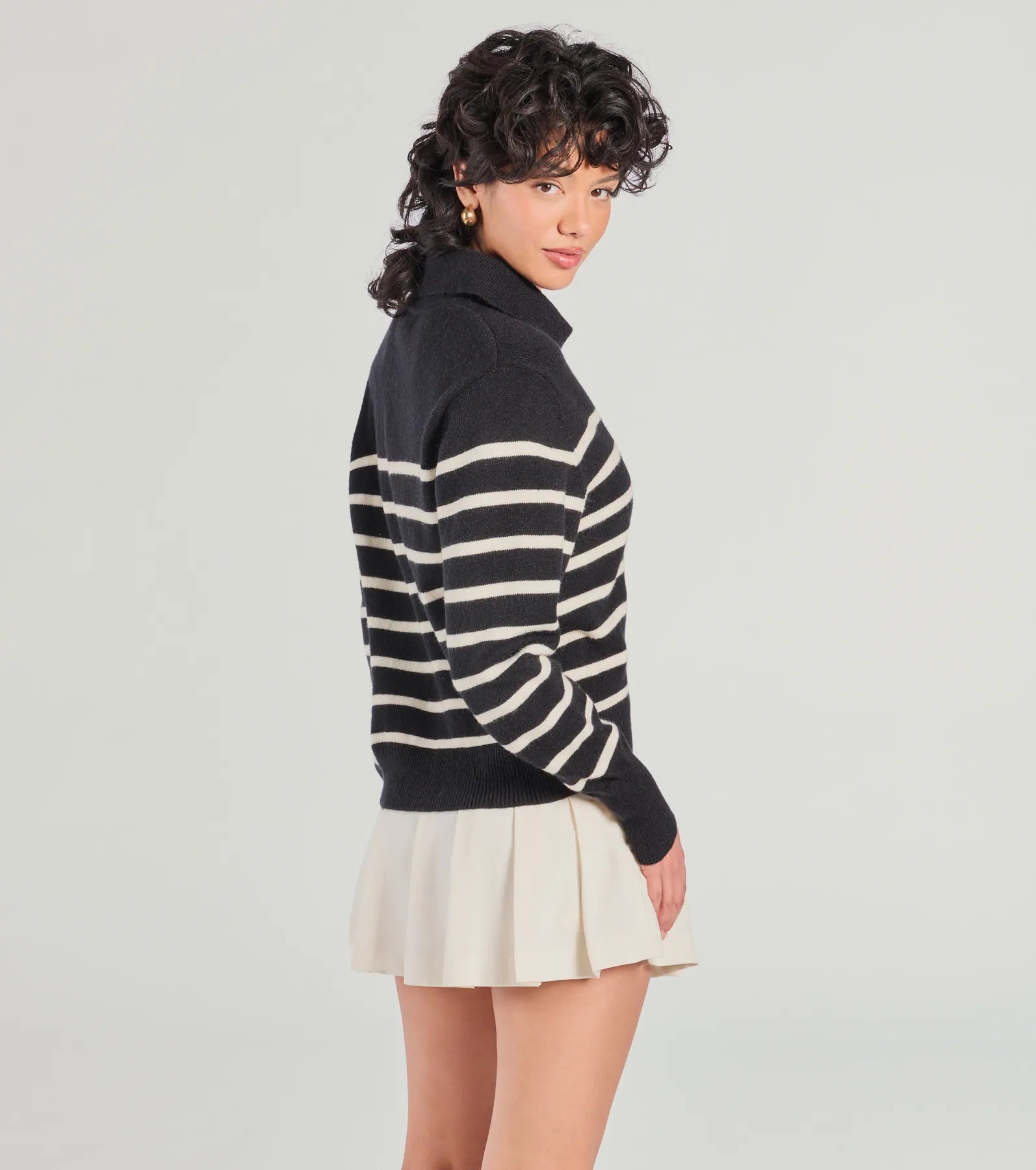 Premium Striped Collared Knit Sweater - Ultimate Comfort