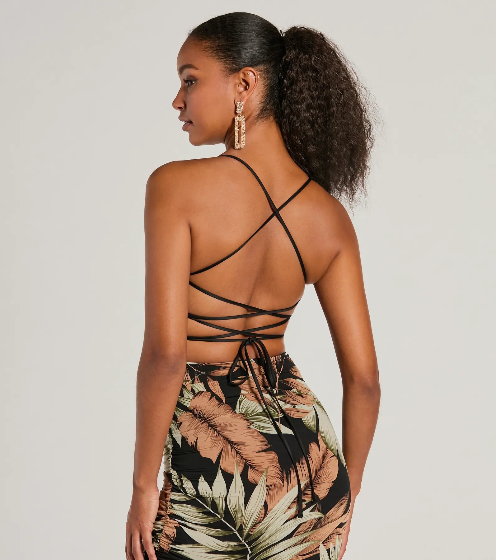 Premium Tropical Lace-Up Midi Dress - Ultimate Summer Style