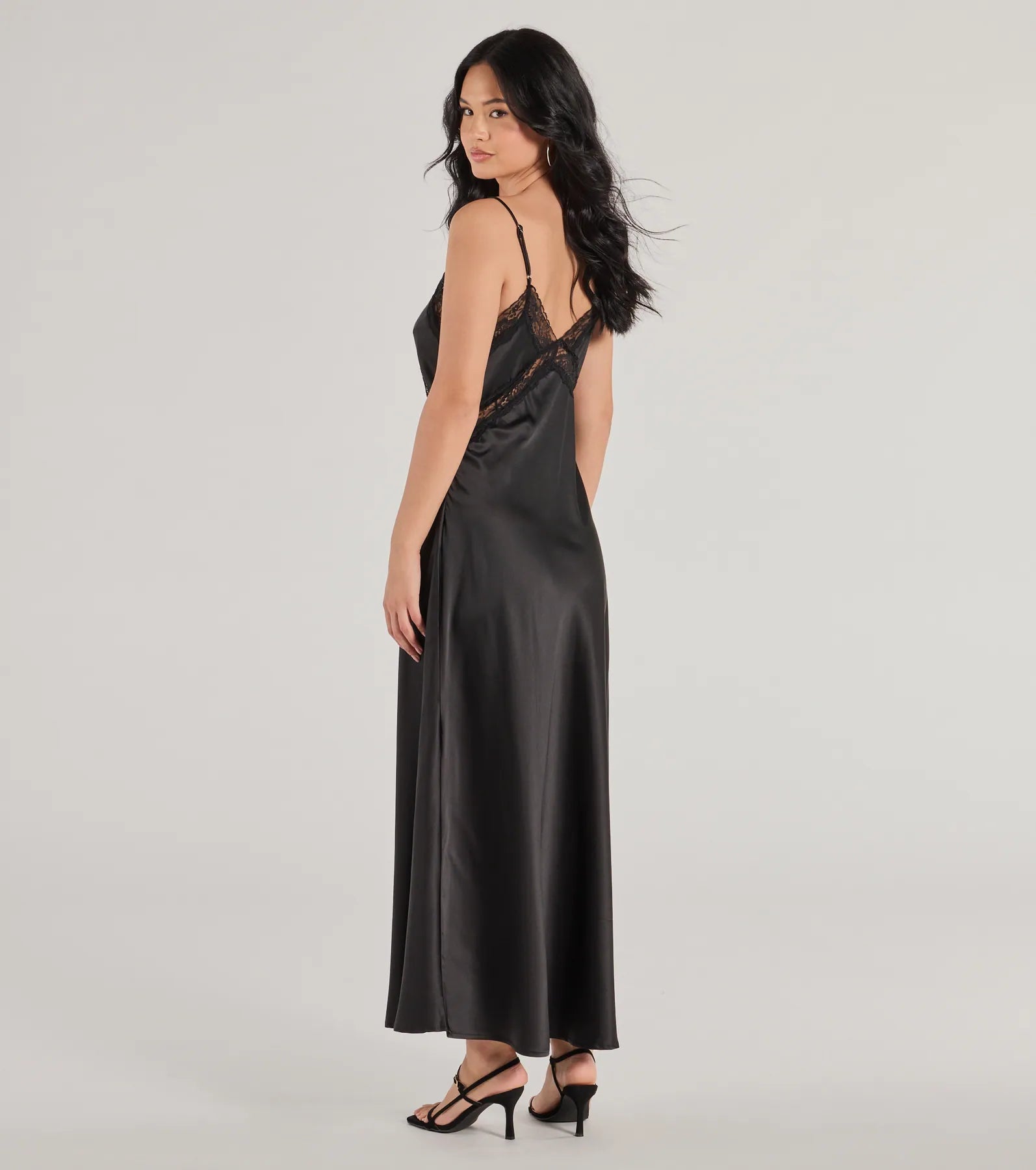 Premium Ethereal Beauty Satin & Lace Maxi Dress