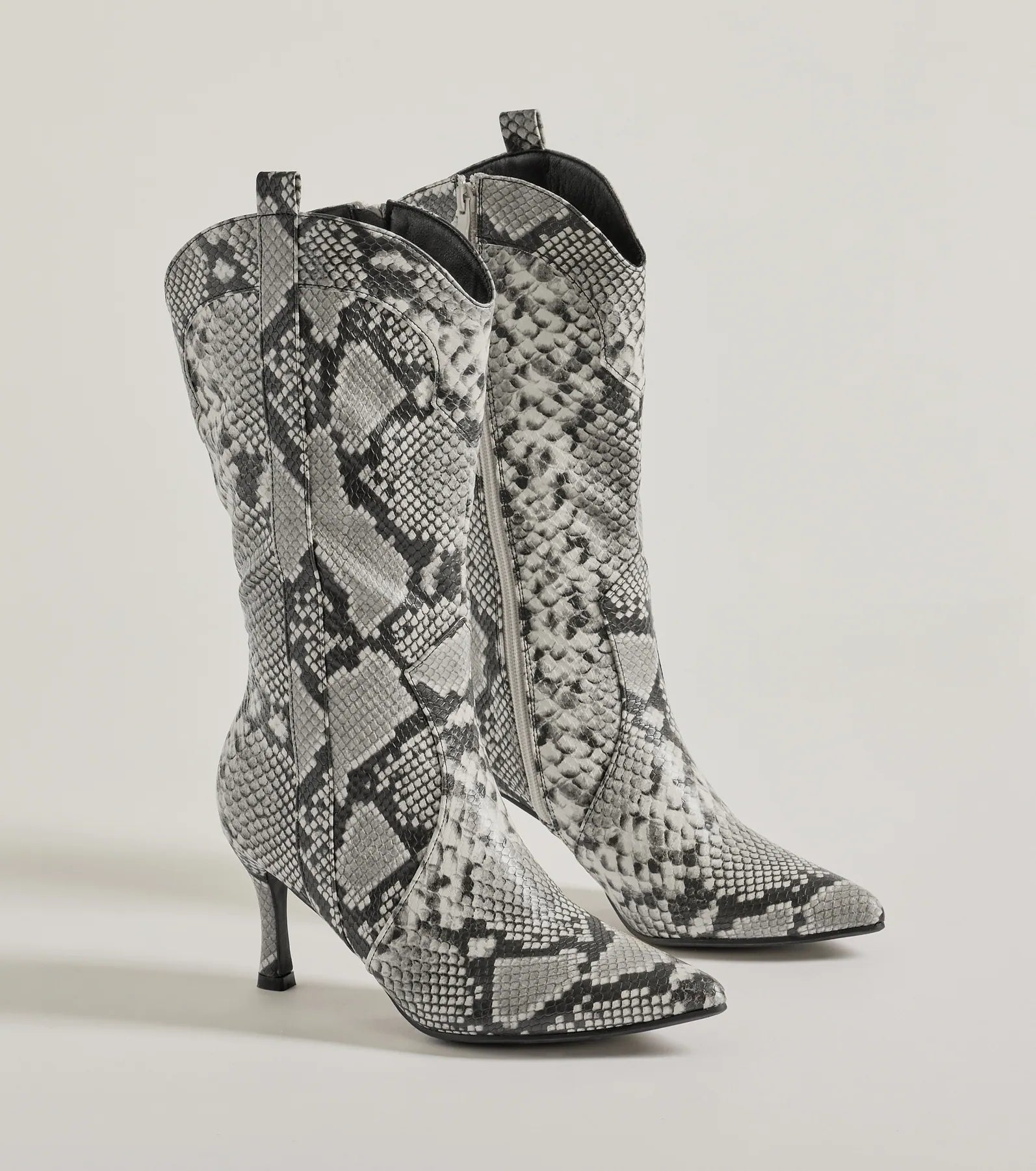 Premium Sassy Aura Faux Leather Snake Print Stiletto Boots