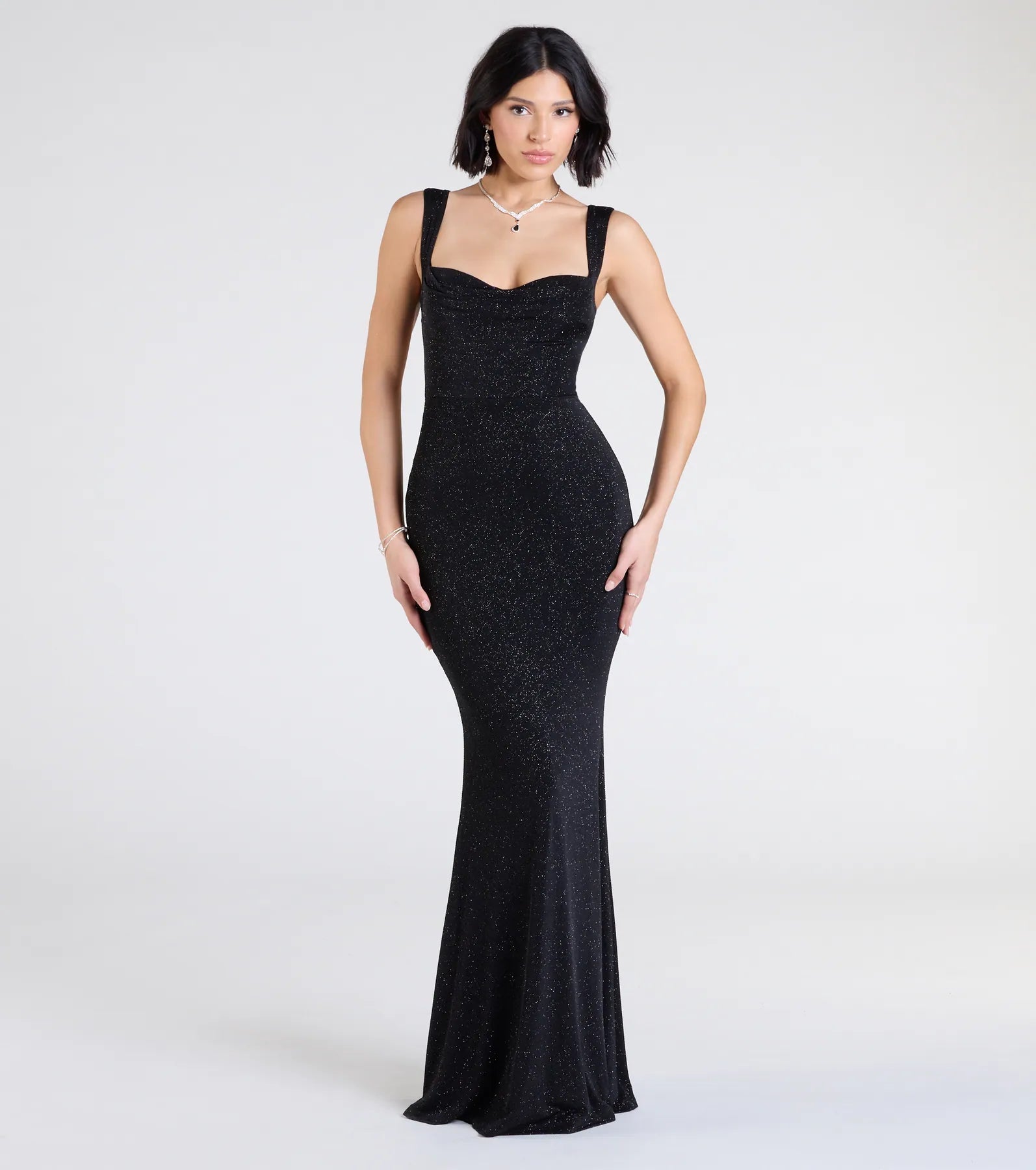 Ultimate Shelia Glitter Mermaid Gown - Lace-Up Formal Dress