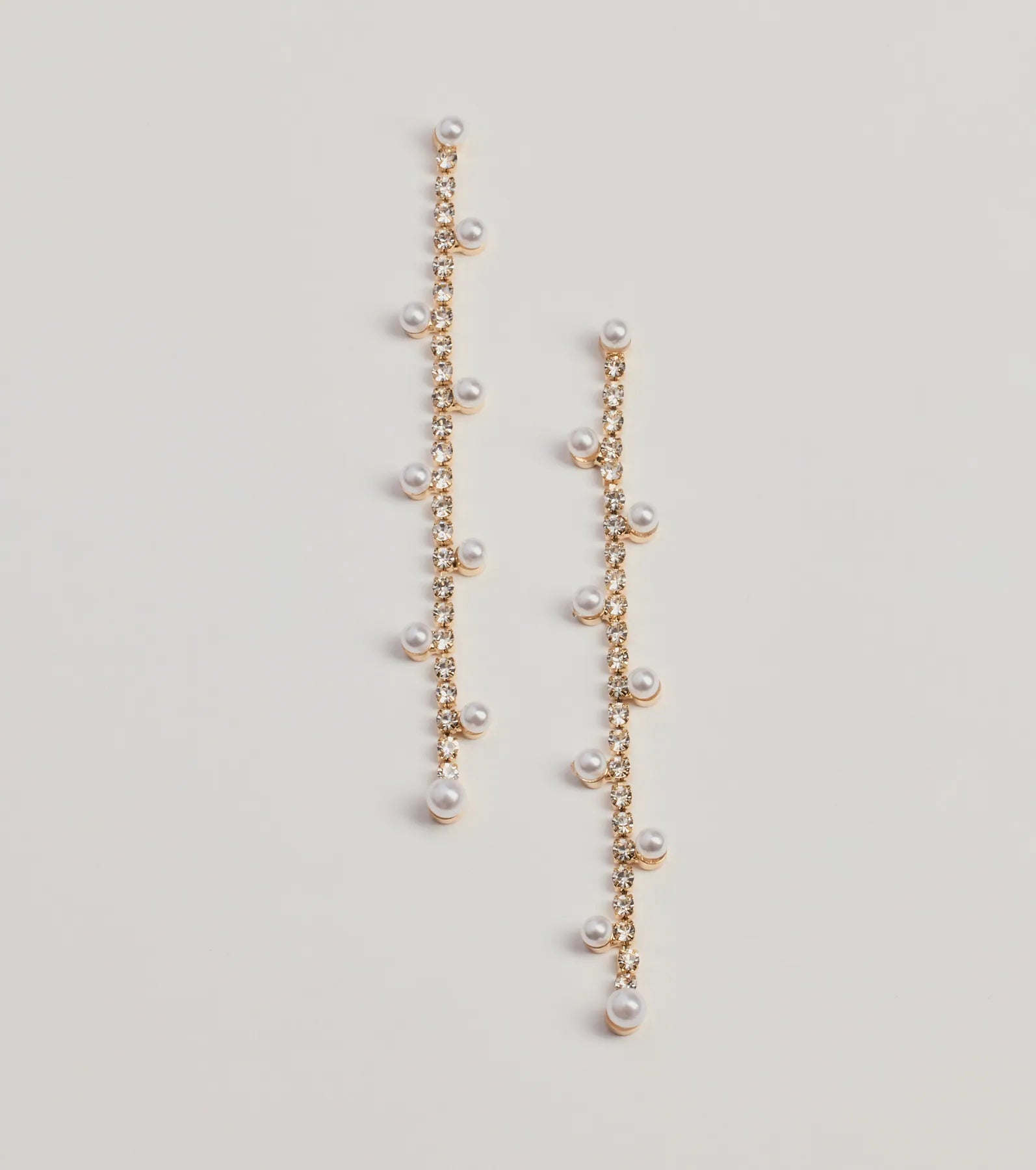 Ultimate Sparkling Elegance: Rhinestone & Faux Pearl Linear Earrings