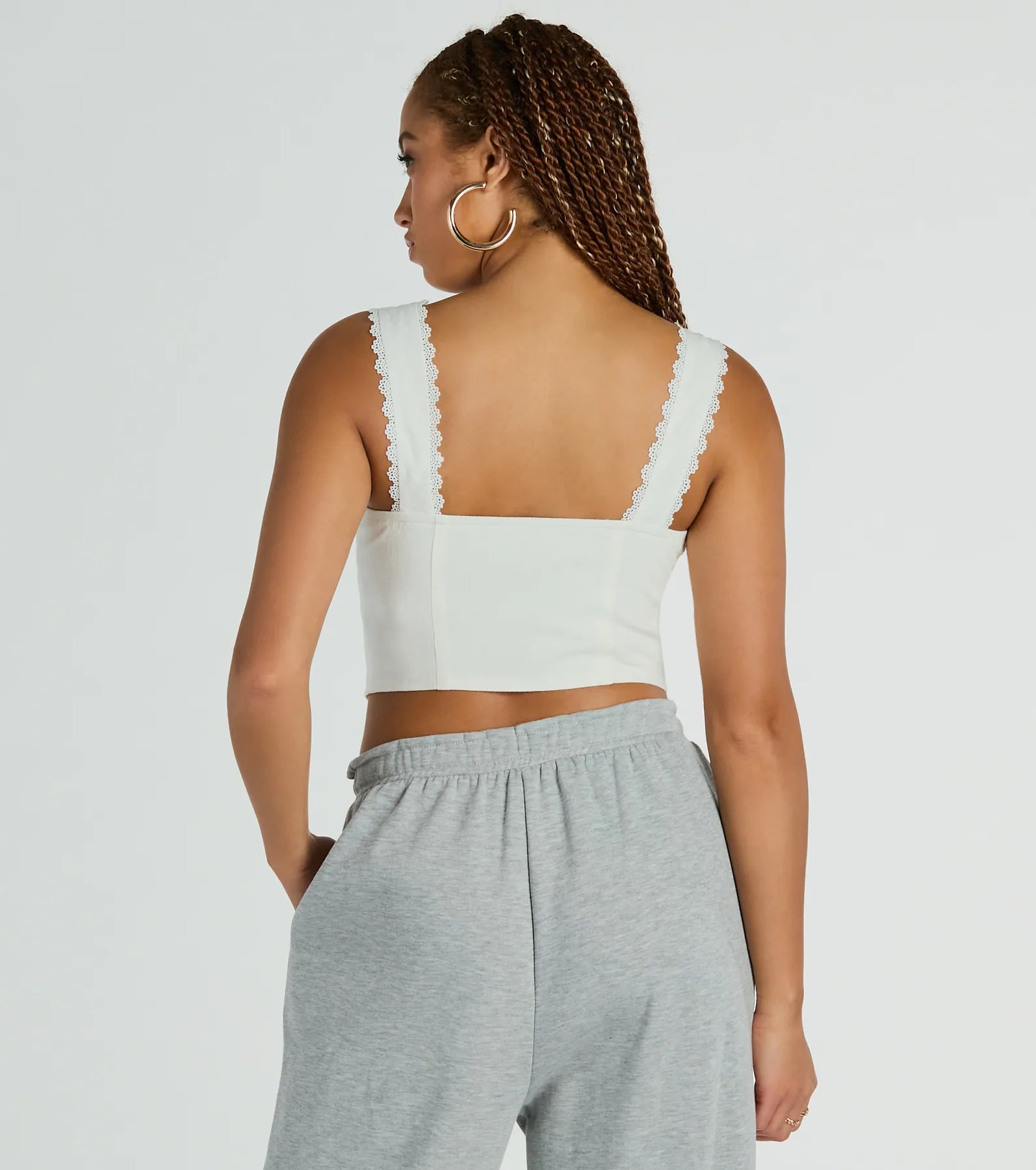 Premium Lace-Trim Linen Cropped Tank Top – Ultimate Summer Essential