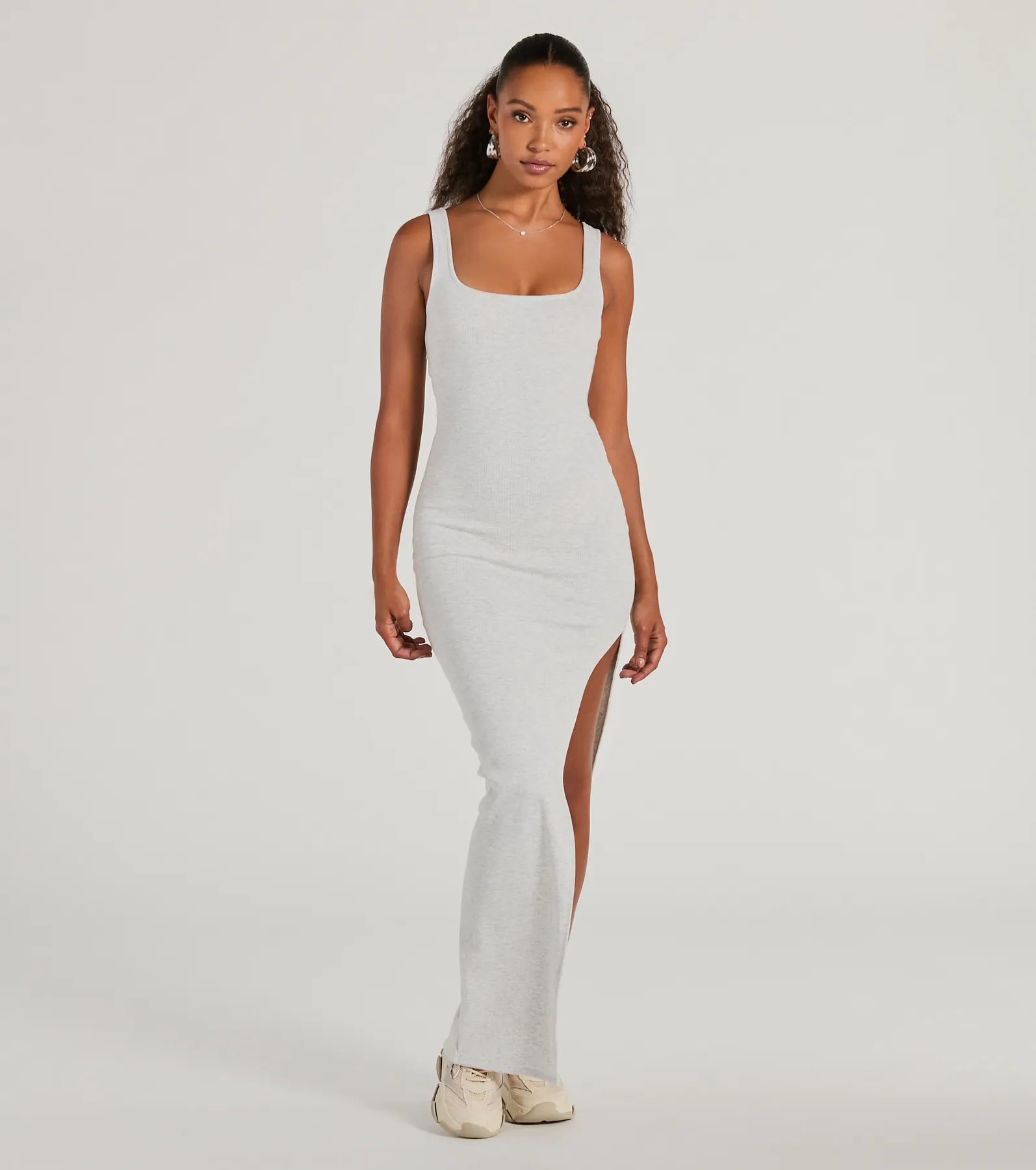 Ultimate Rib Knit Maxi Dress - Twist Back & Side Slit