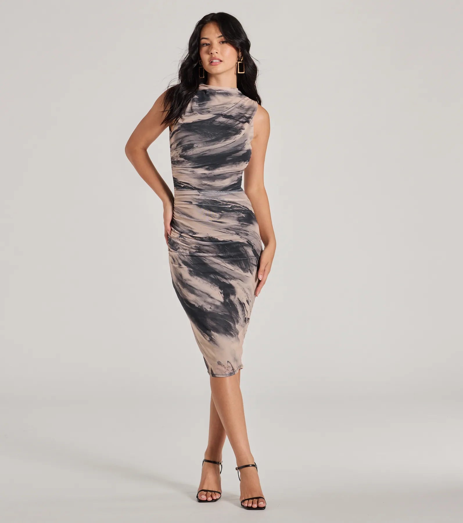 Ultimate Abstract Print Midi Dress - Effortless Elegance