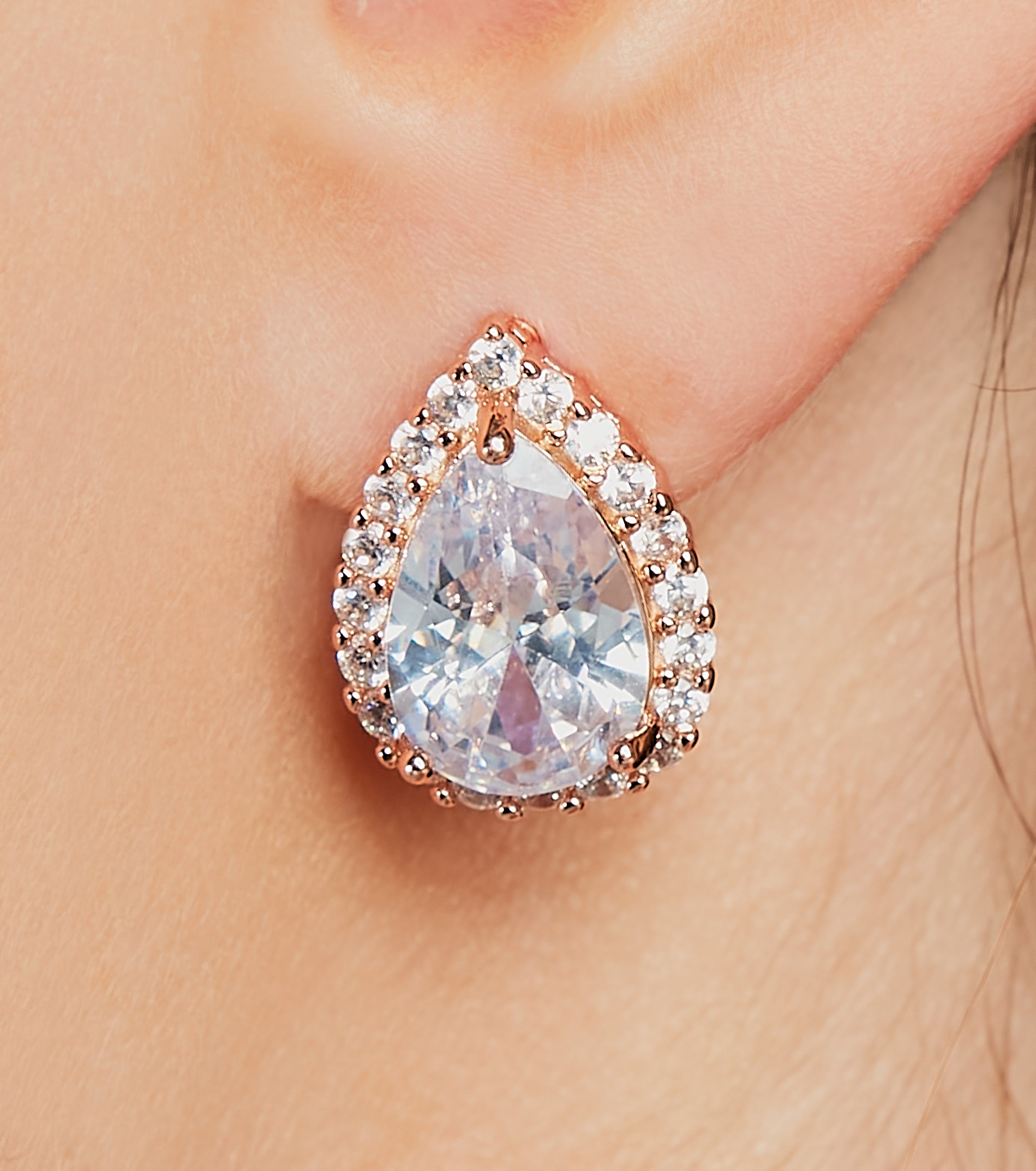 Premium Teardrop Cubic Zirconia Stud Earrings - Endless Elegance Collection