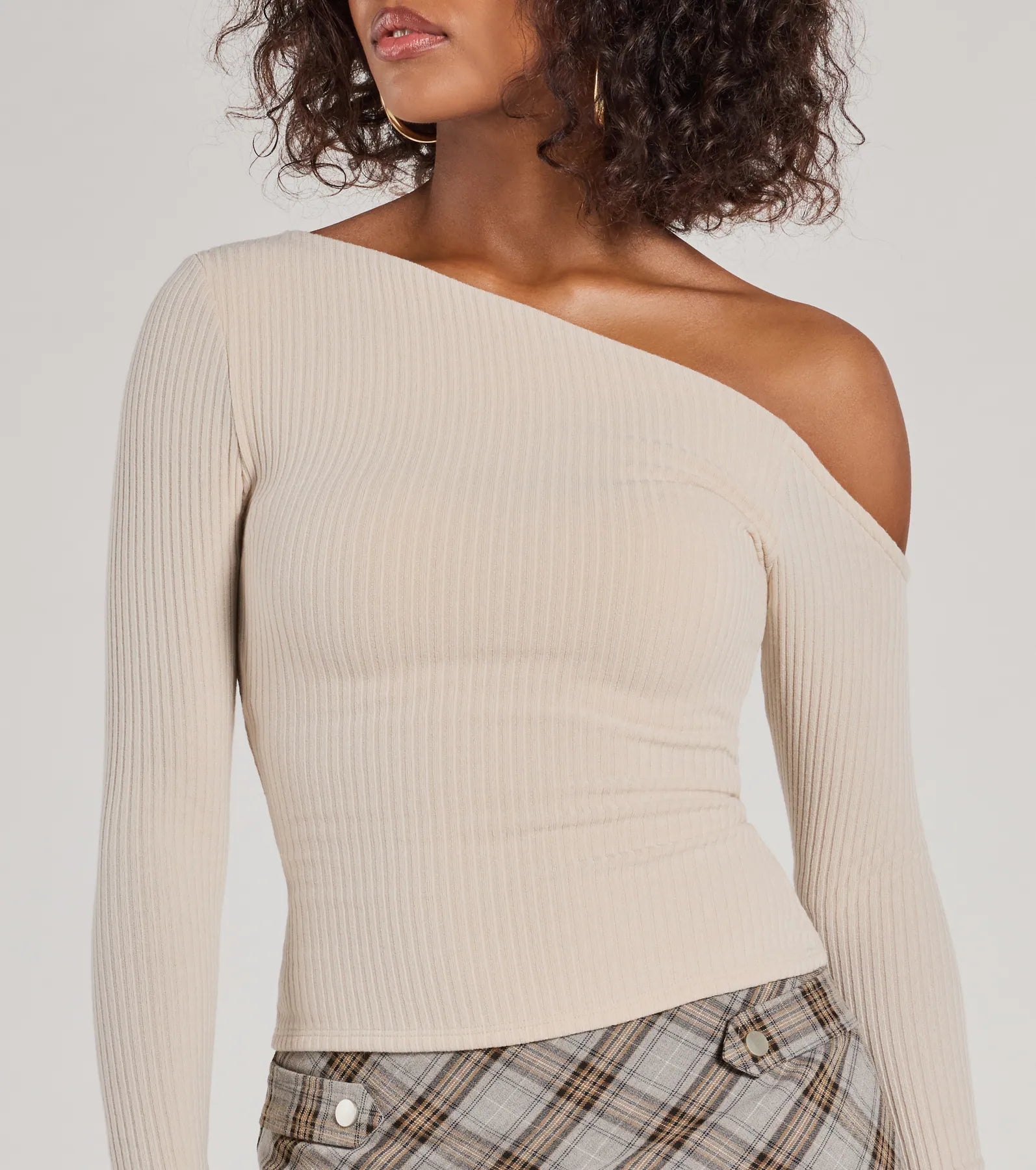 Premium Cozy Trend Hacci Knit Off-Shoulder Long Sleeve Top