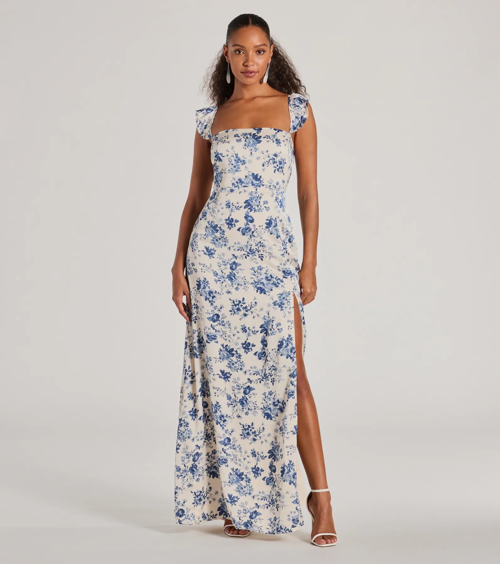 Premium Corrie Lace-Up Floral Satin A-Line Formal Dress | Ultimate Elegance