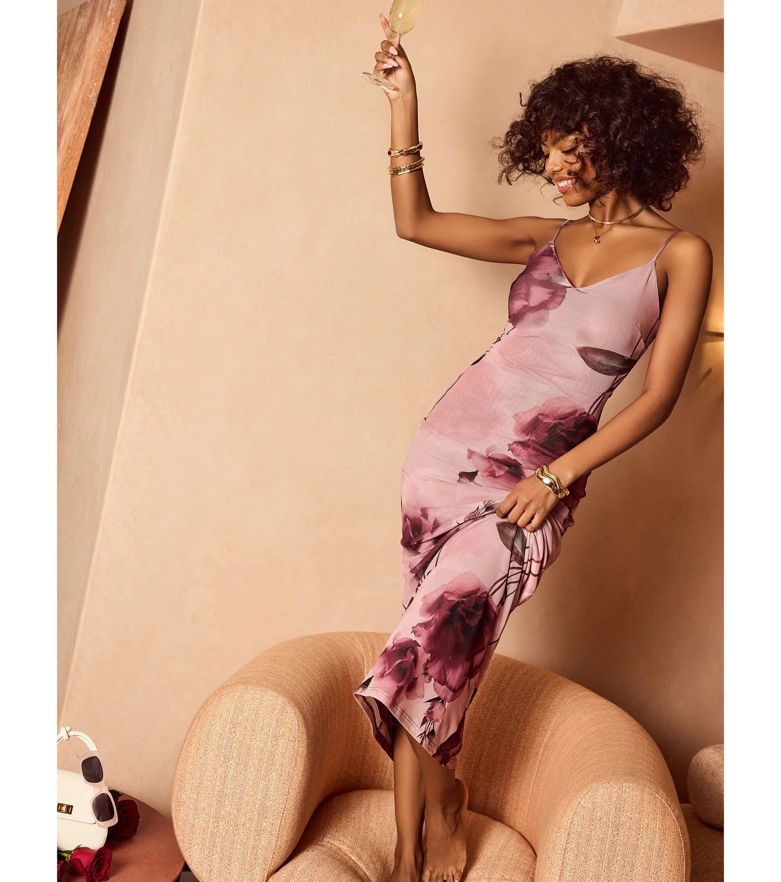 Ultimate Love Language Floral Print Mesh Maxi Dress