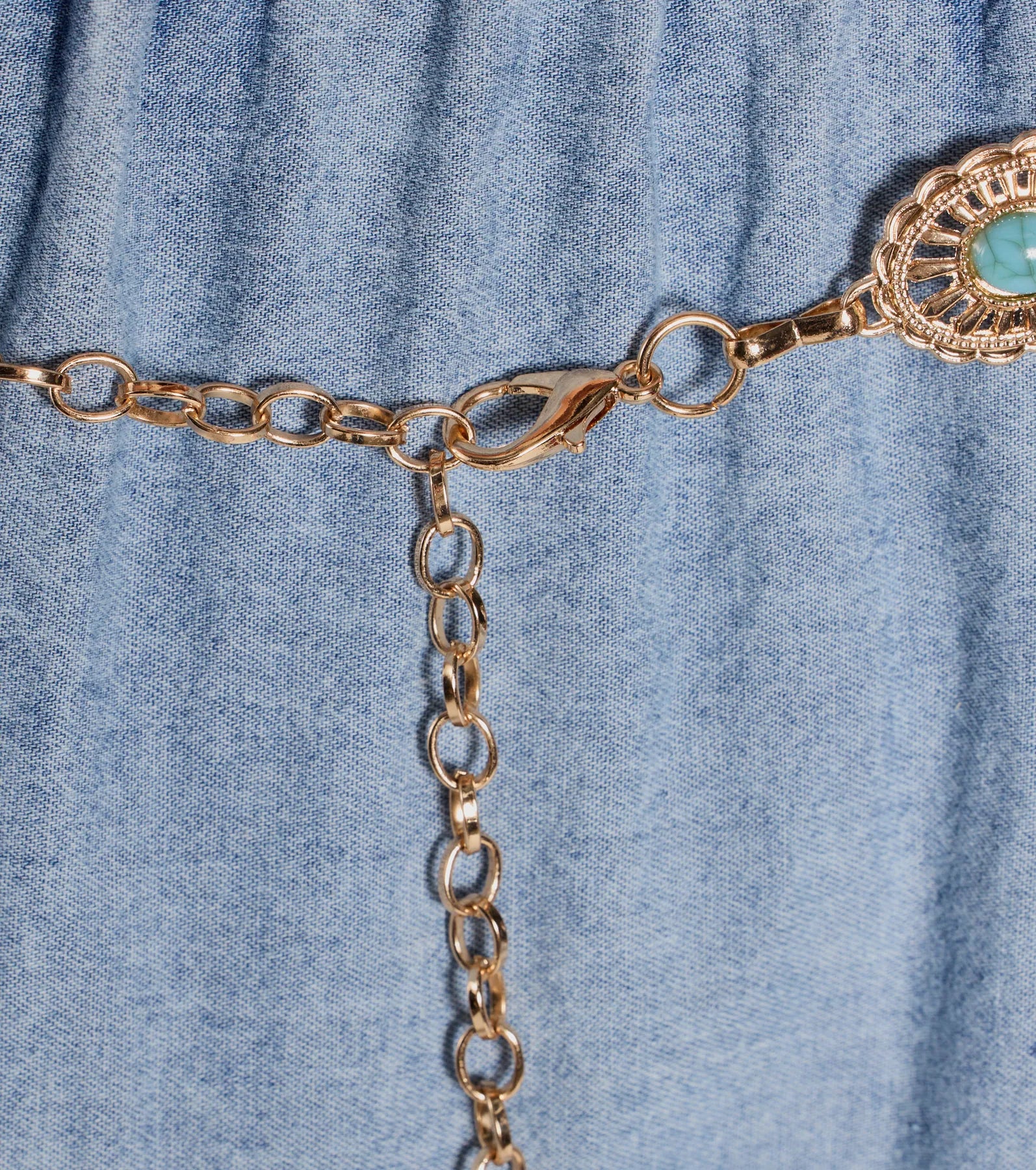 Premium Western Chain Belt with Colored Stones