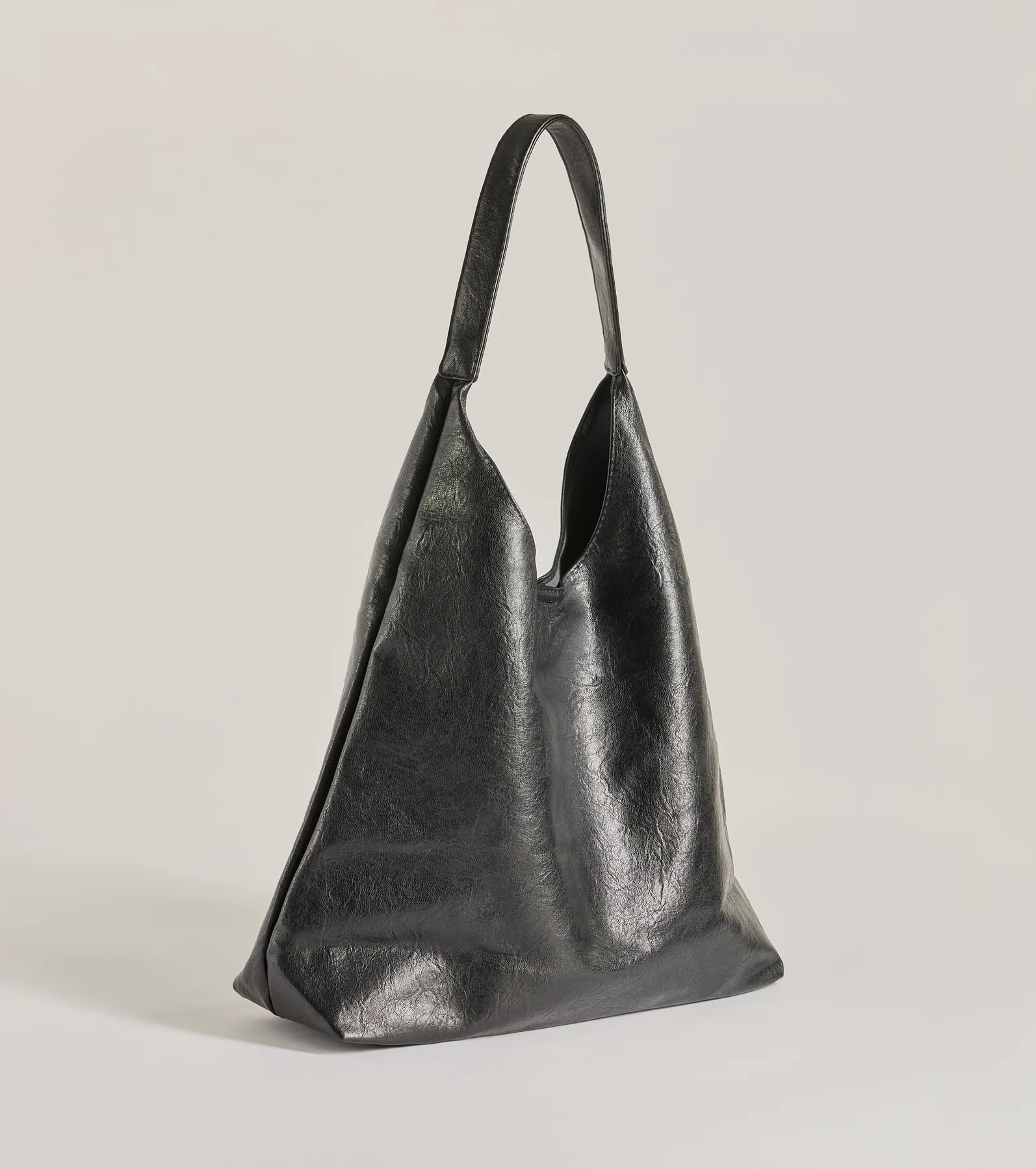 Premium Faux Leather Slouchy Tote Bag - Iconic Design