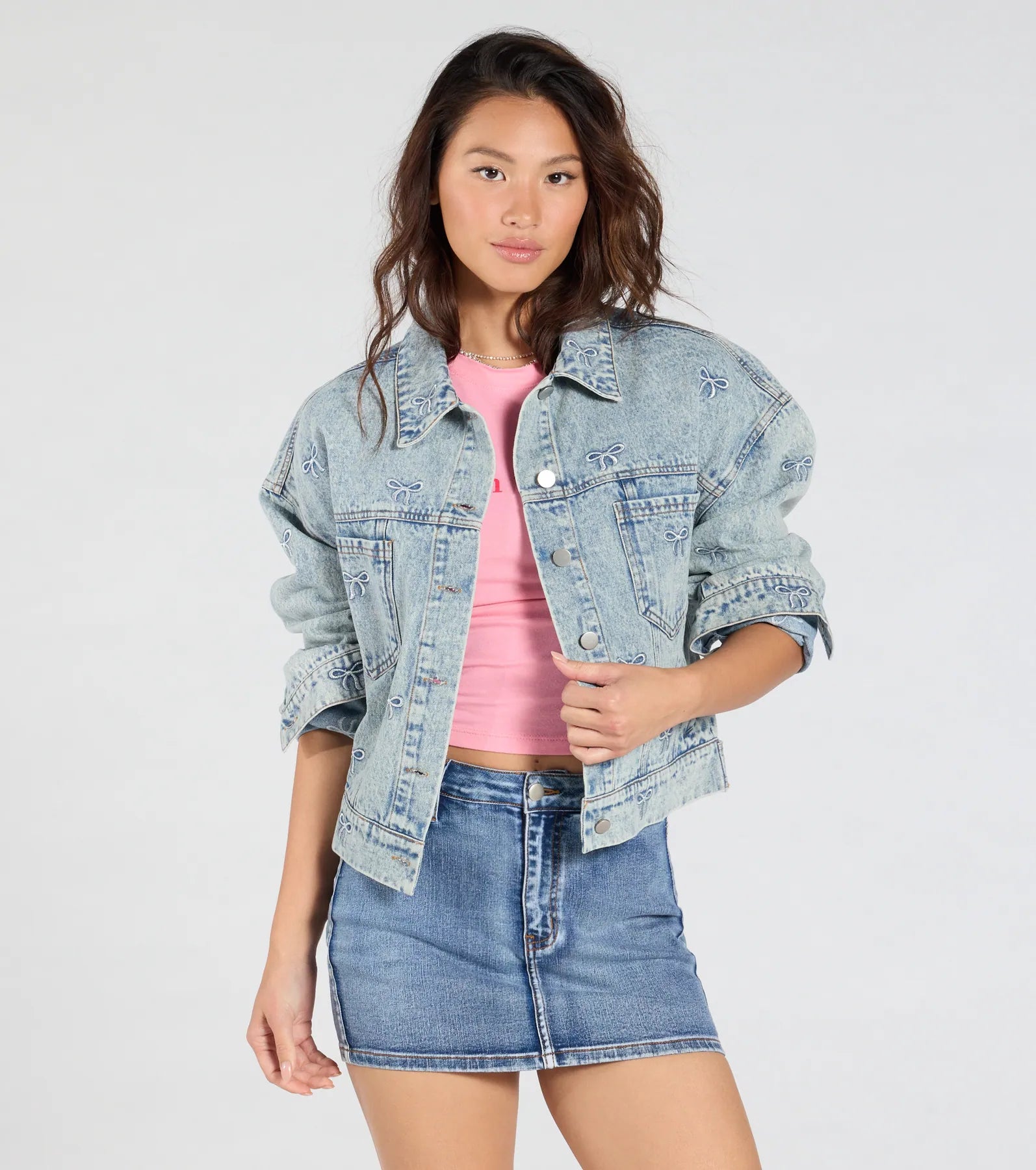 Premium Iconic Bow Embroidered Denim Jacket