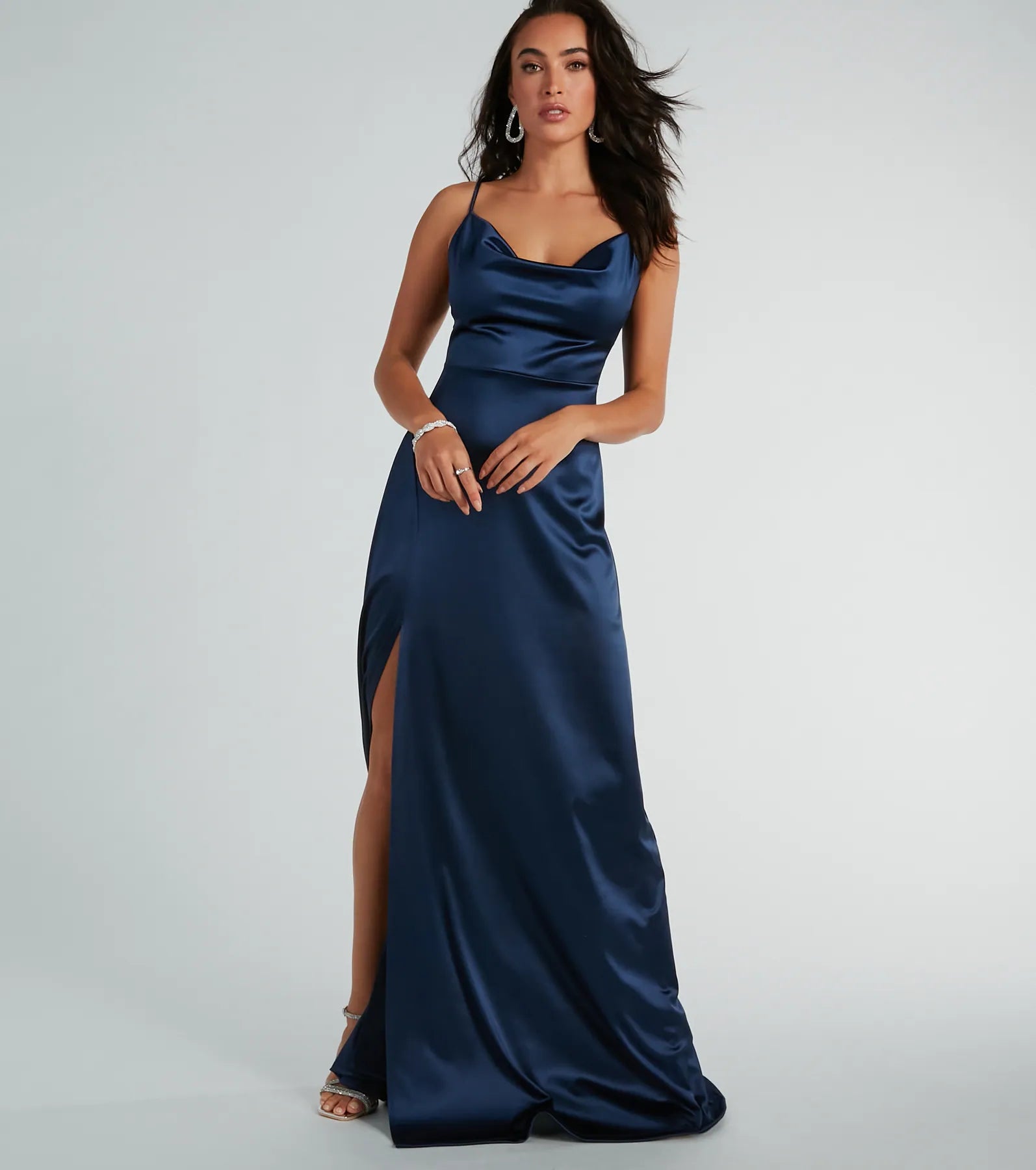 Ultimate Ellie Cowl Neck Satin Formal Dress - Elegant & Sophisticated