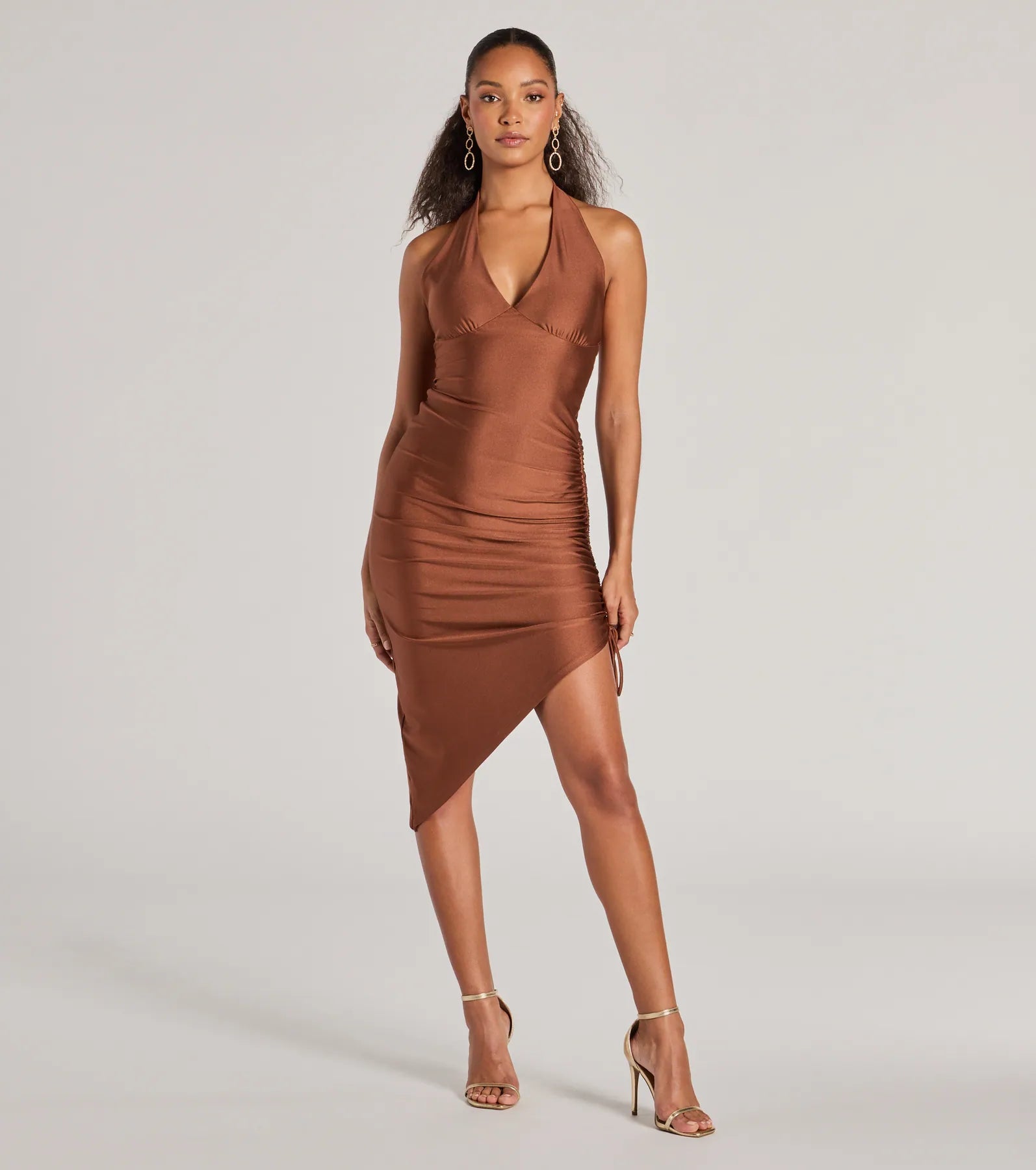 Premium V-Neck Halter Bodycon Dress - Ultimate Curve-Hugging Style