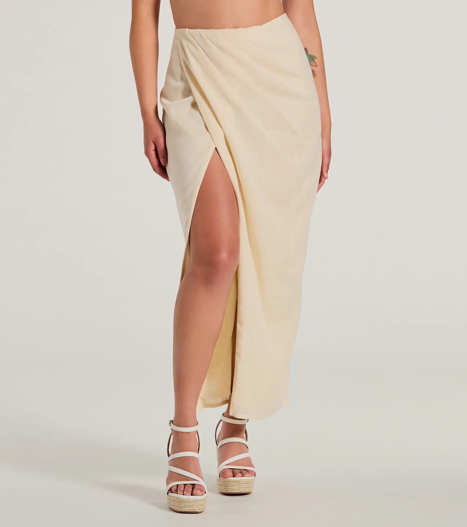 Ultimate Summer Chic High-Rise Wrap-Slit Midi Skirt