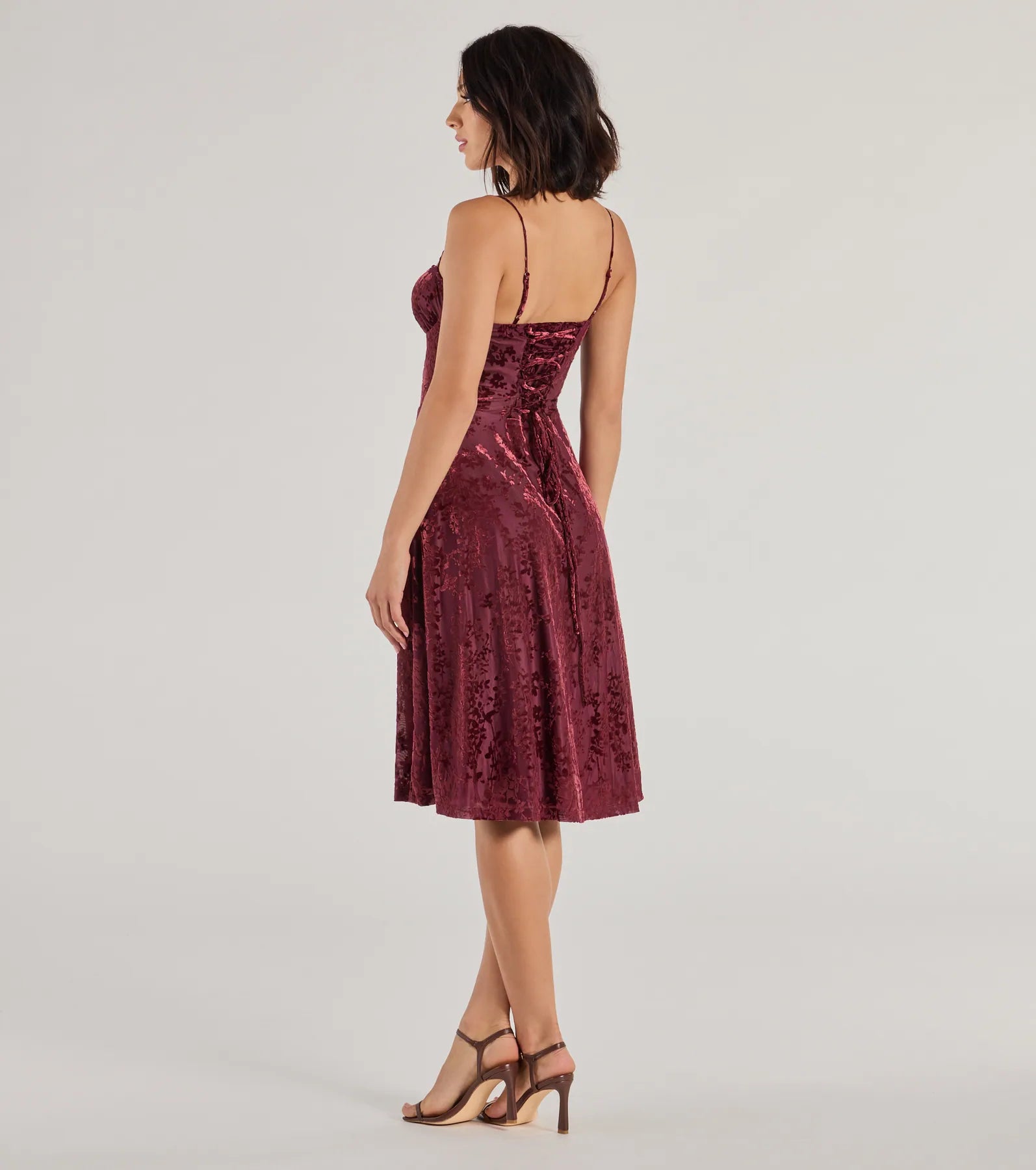 Premium Floral Velvet Mesh Midi Dress - Ultimate Chic Style