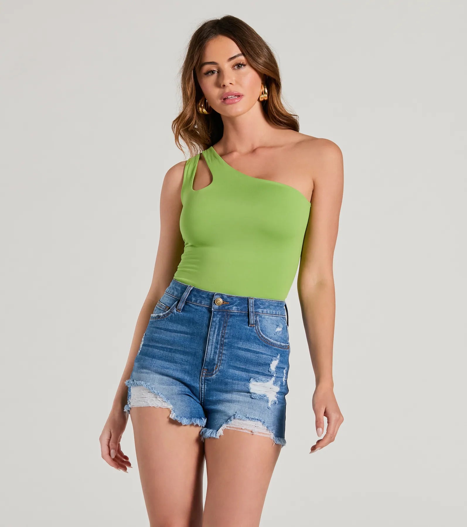 Ultimate One-Sided Sleeveless Cutout Bodysuit