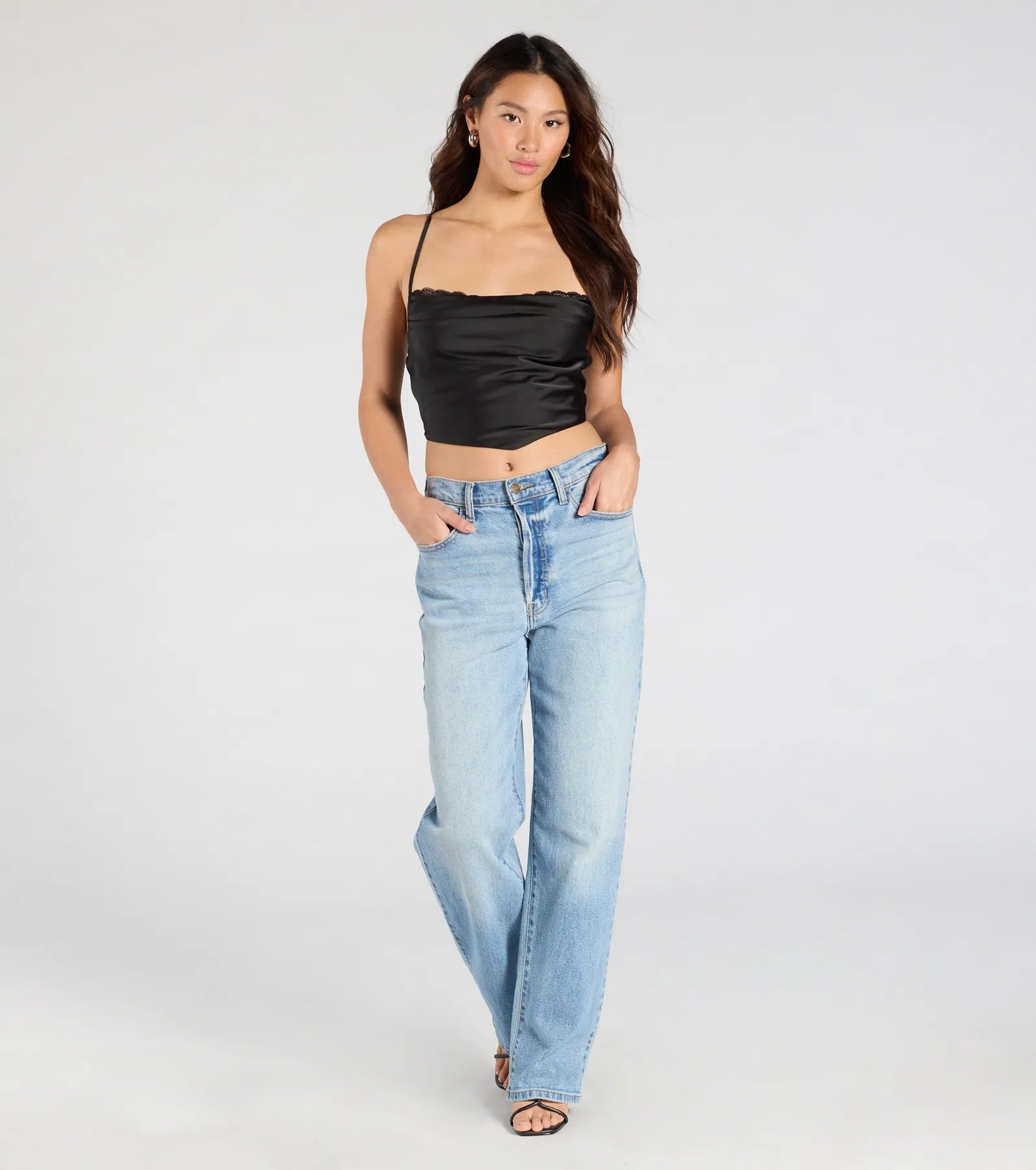 Ultimate Sultry Lace-Up Satin Crop Top