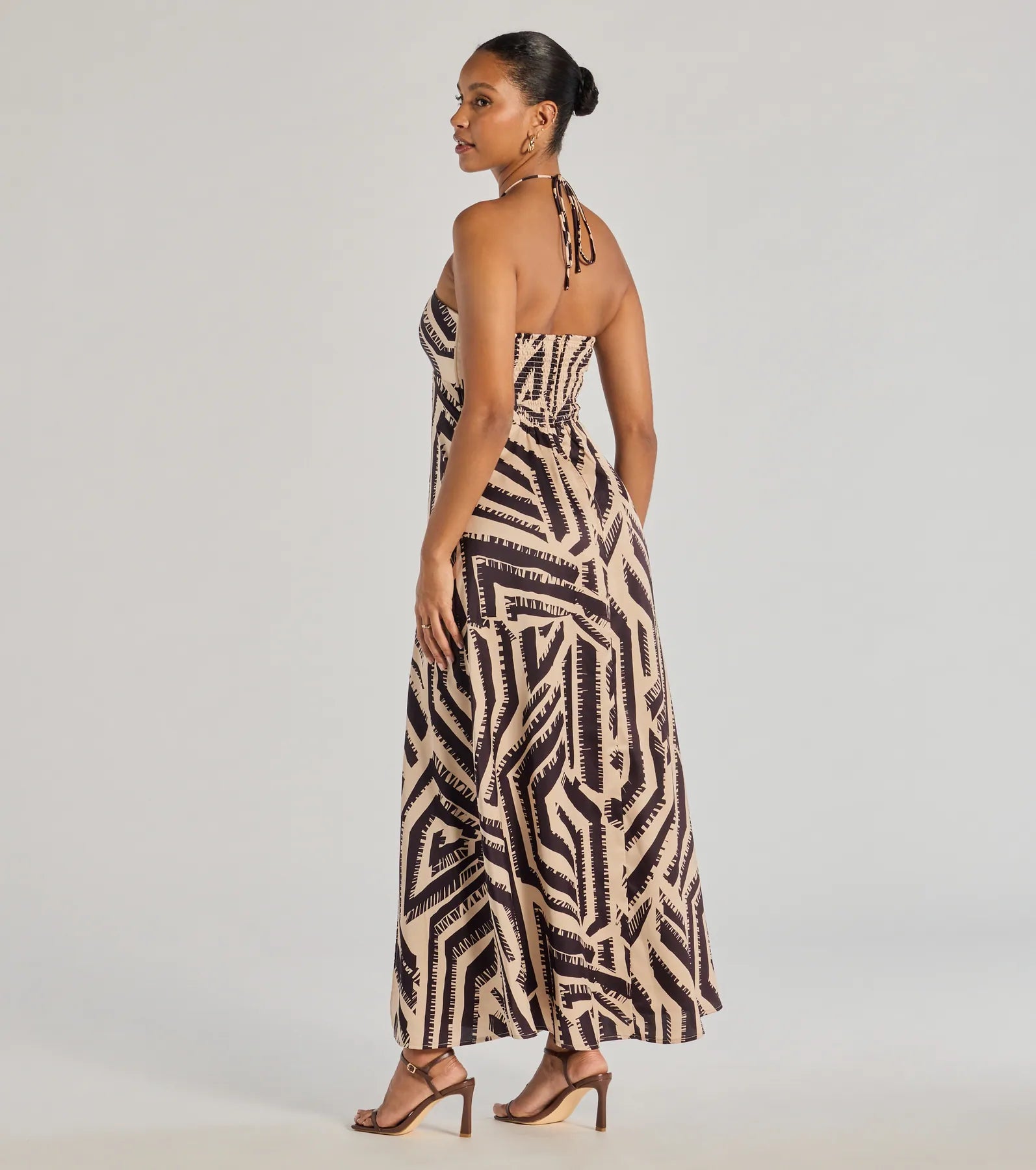 Ultimate Boho Glam Satin Maxi Dress – Chic Breezes Halter