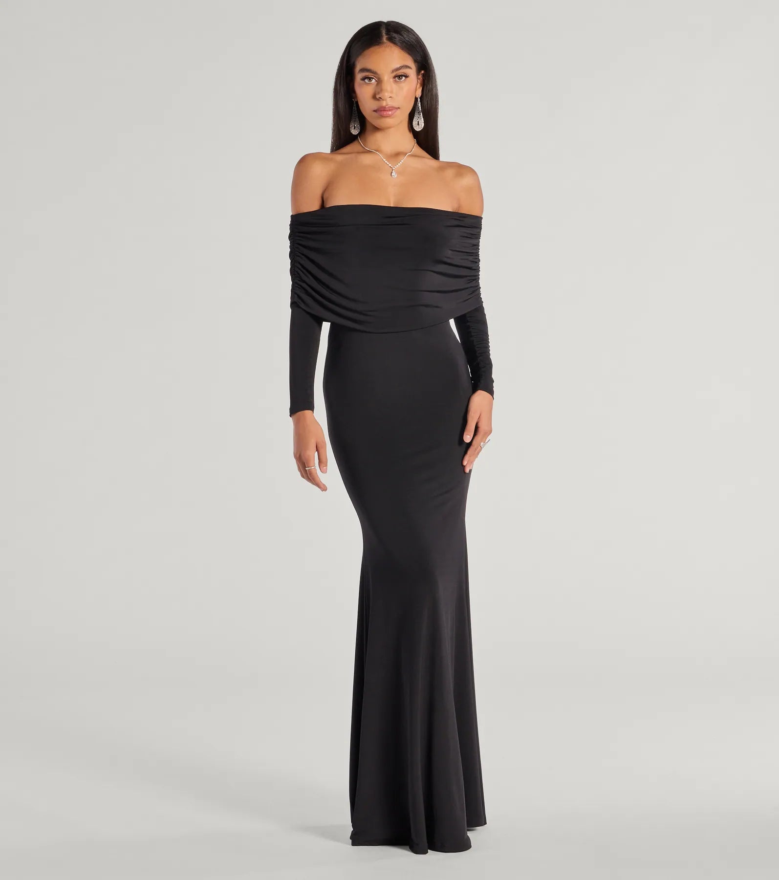 Premium Carmen Off-The-Shoulder Elegant Long Sleeve Dress