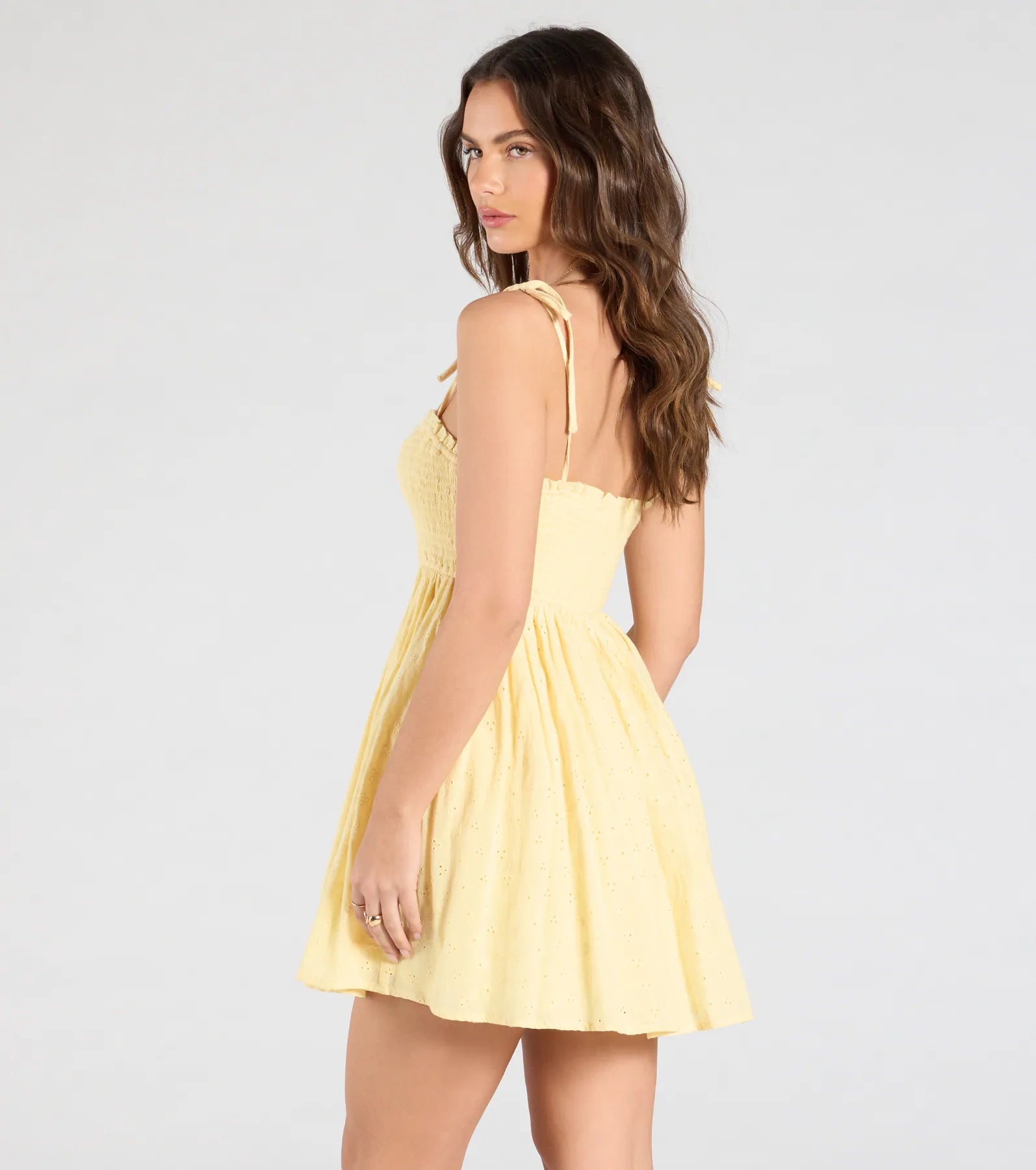 Ultimate Sunny Tones Smocked Eyelet Skater Dress