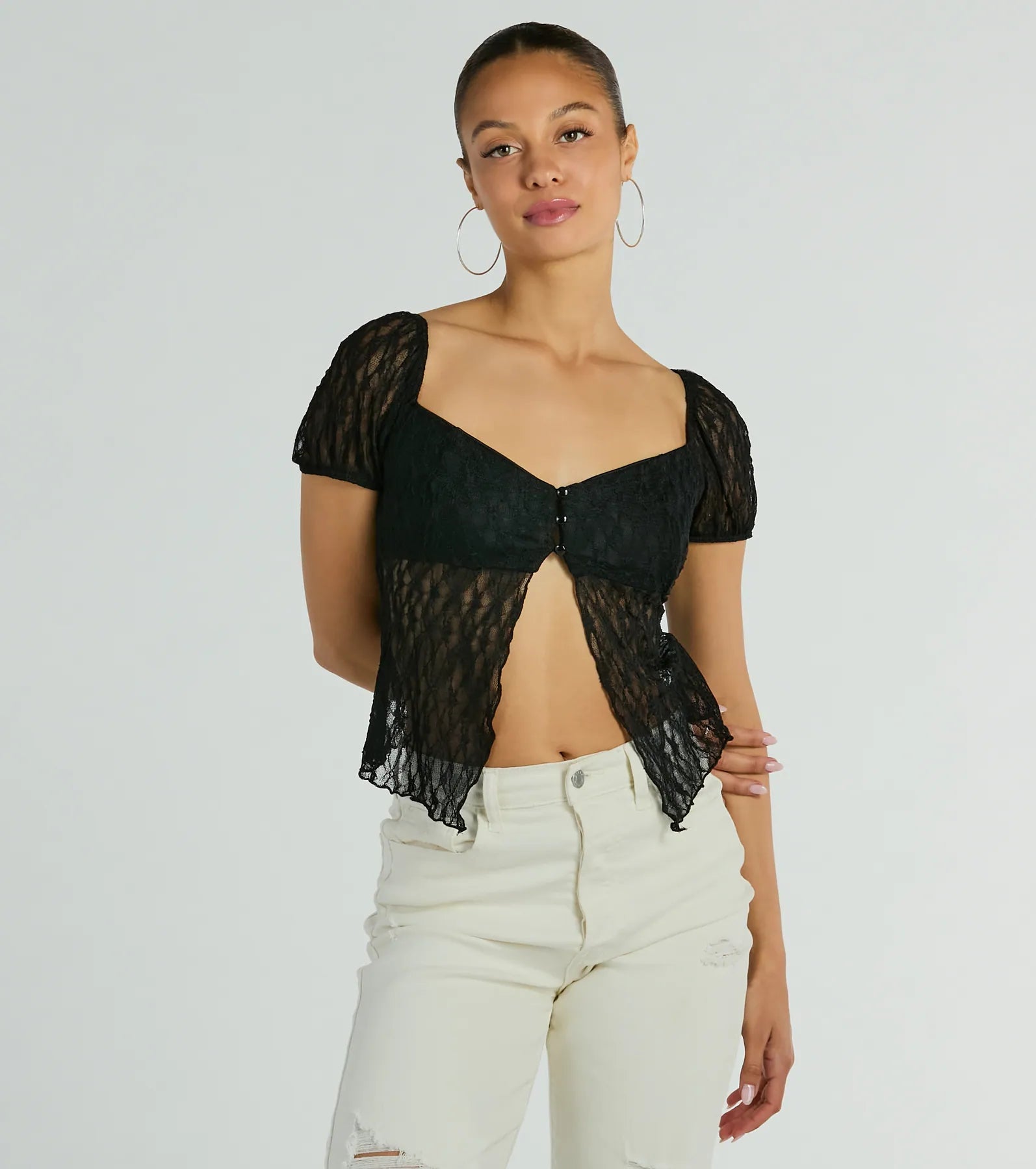 Ultimate Charm Me Puff Sleeve Lace Crop Top - Festival & Date Night Essential