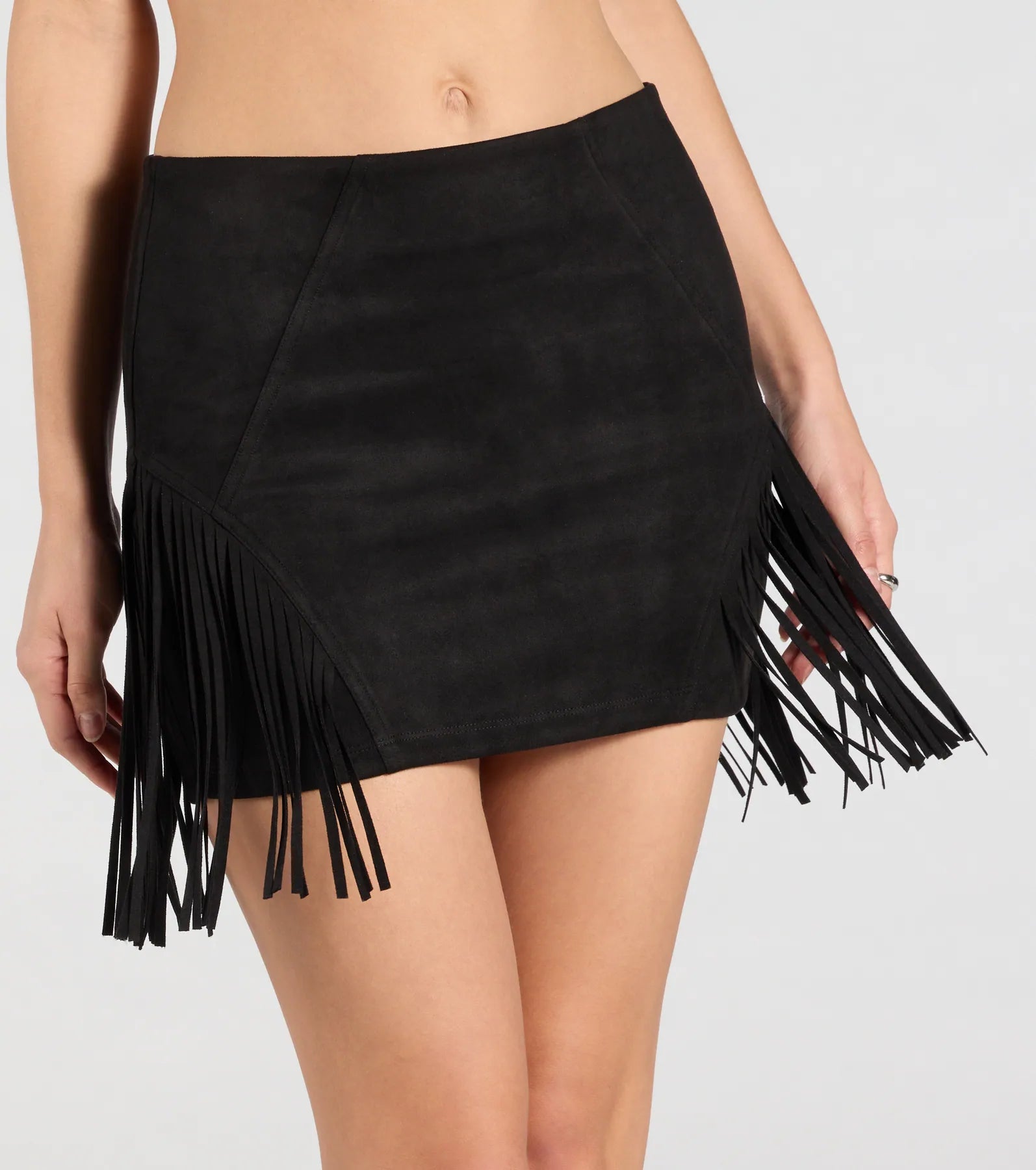 Ultimate Fringe Attitude Faux Suede Mini Skirt - Premium Party Essential