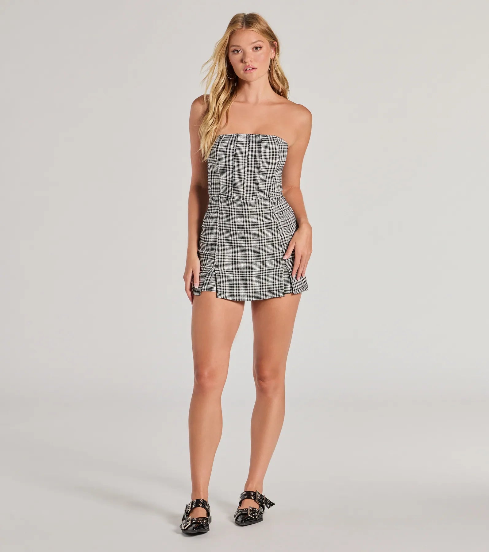 Ultimate Plaid Moment Sleeveless Knit Romper