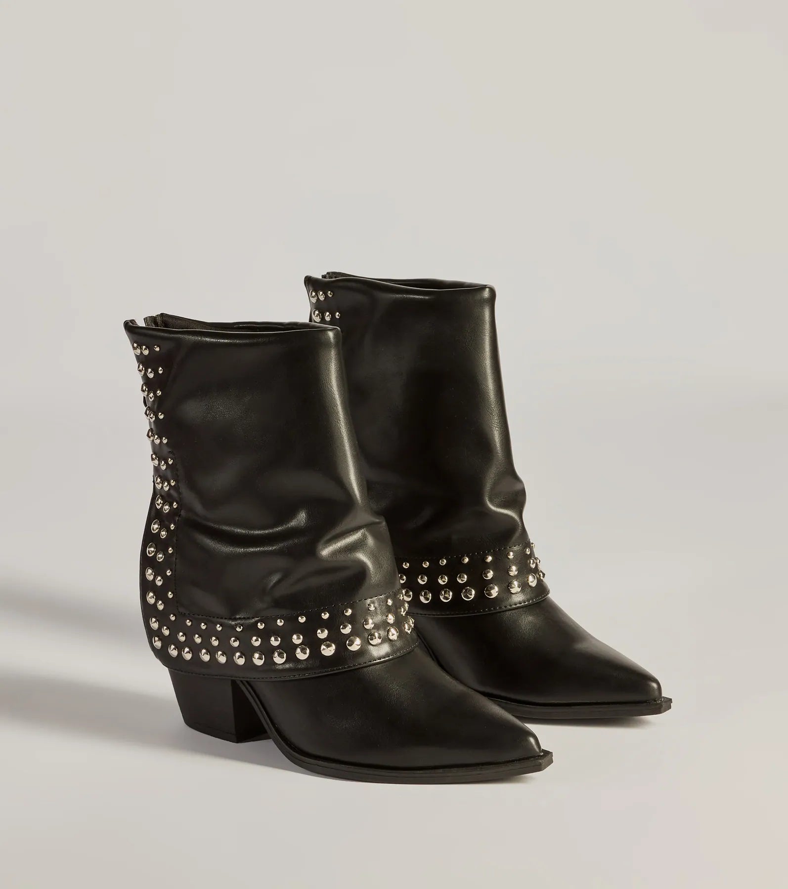 Ultimate Chic Studded Faux Leather Booties