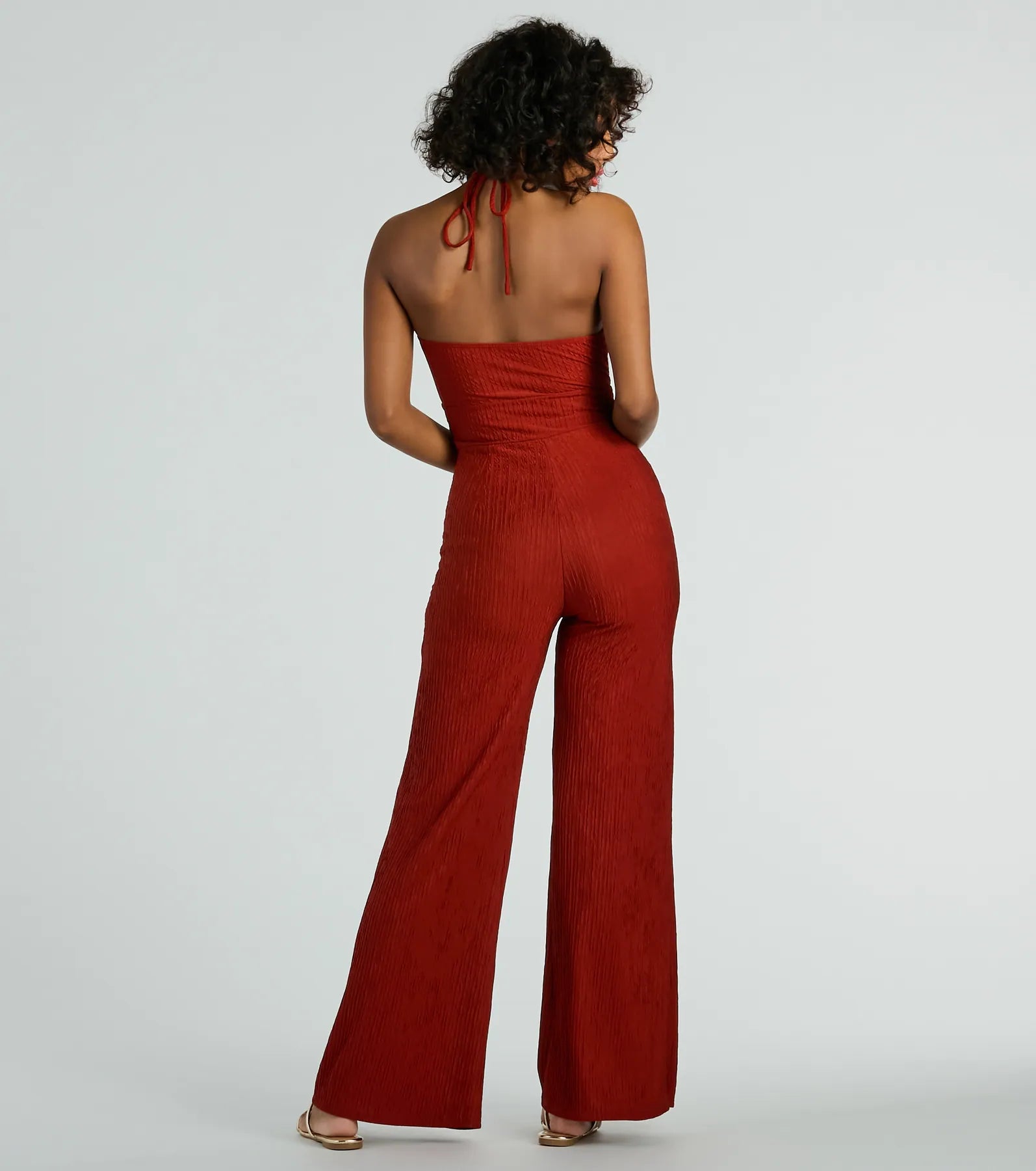 Ultimate Sunny Energy Halter Jumpsuit - Wide Leg & Cut Out Design