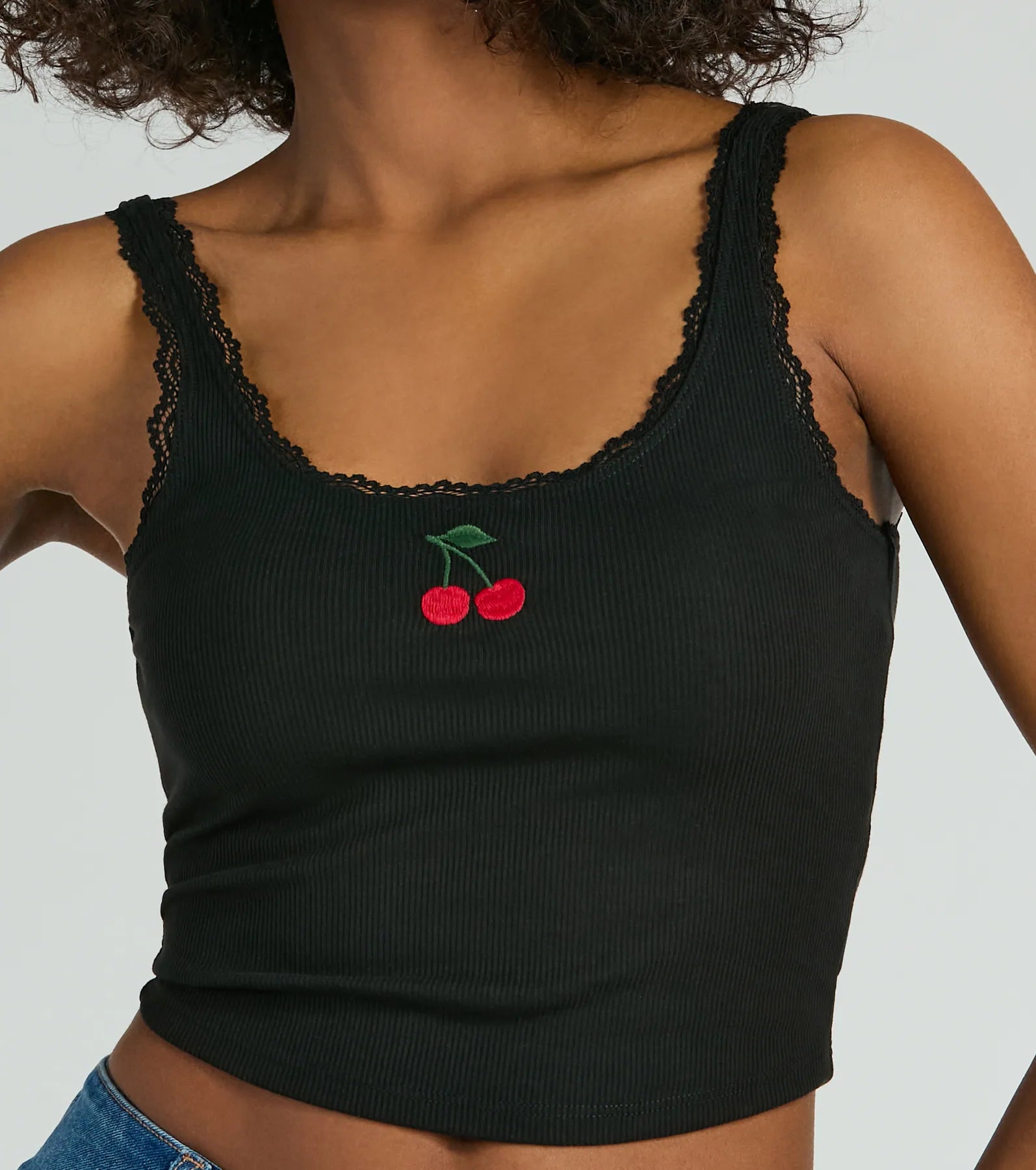 Premium Cherry Lace Crop Top - Sweet & Sassy Style