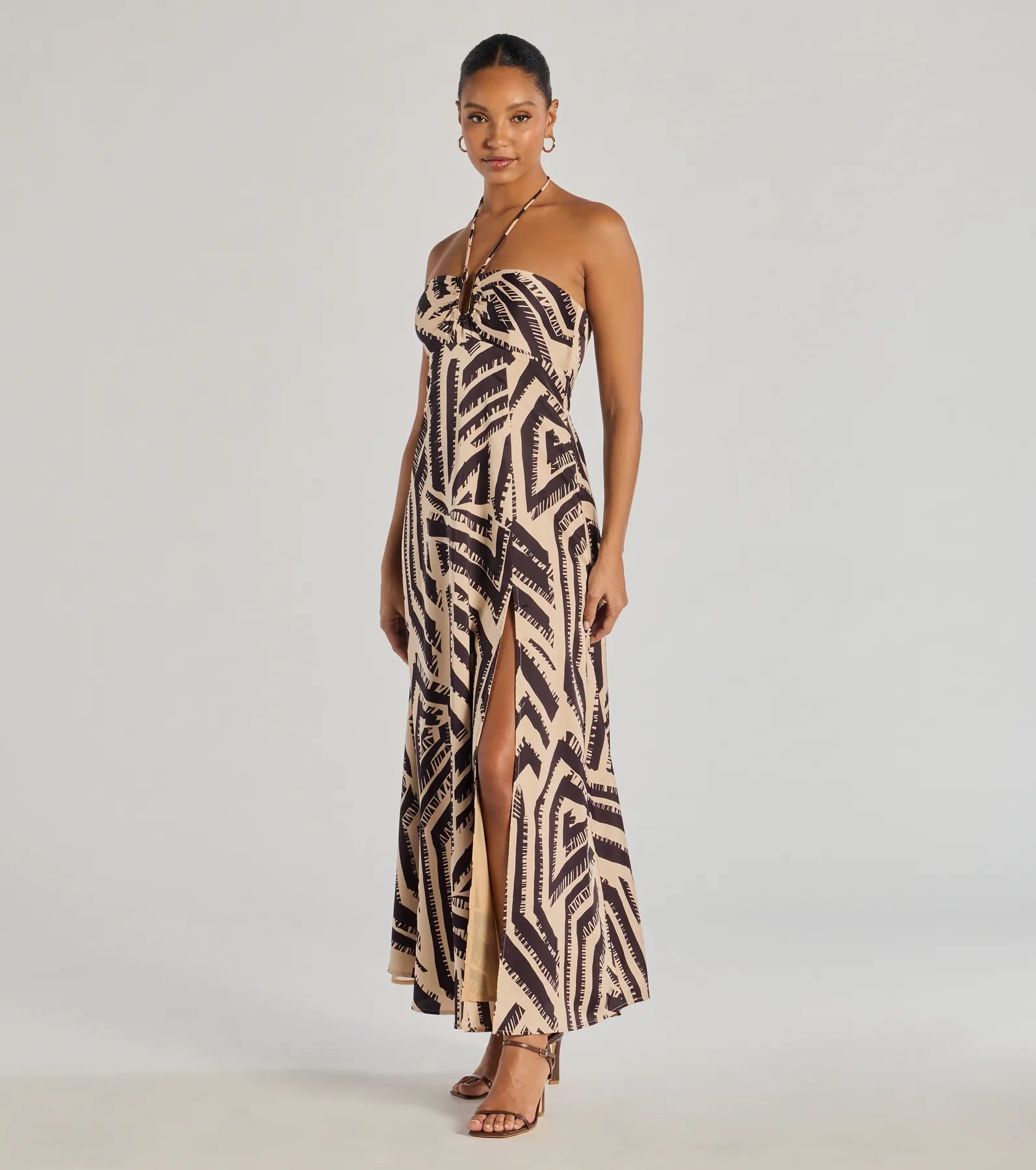 Ultimate Boho Glam Satin Maxi Dress – Chic Breezes Halter