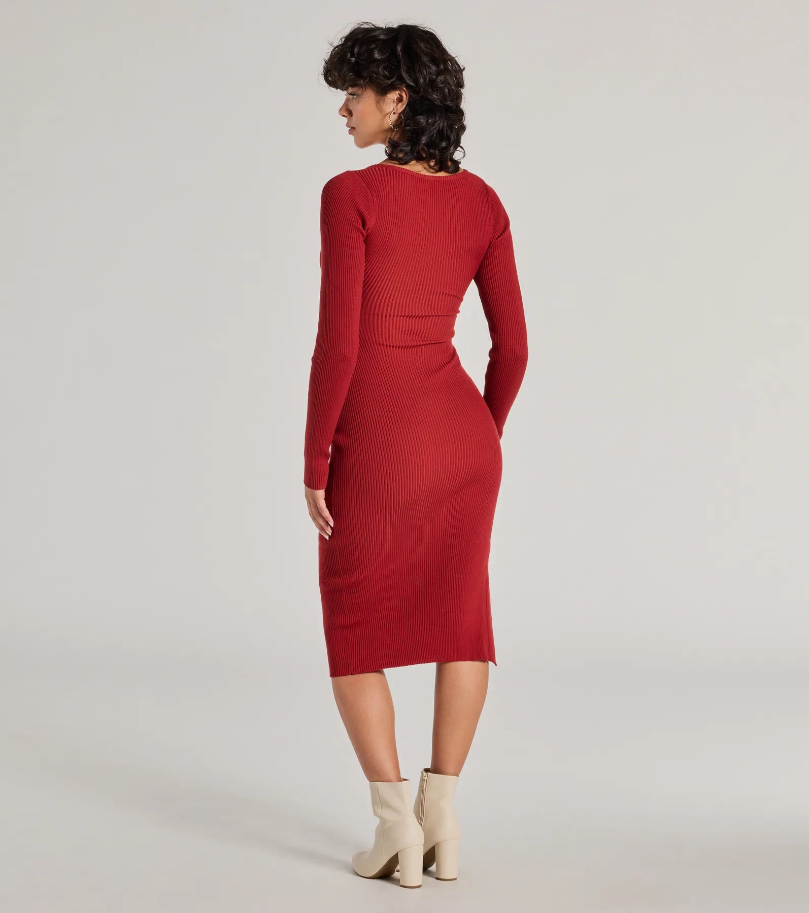 Ultimate Ribbed Knit Midi Dress with High Slit