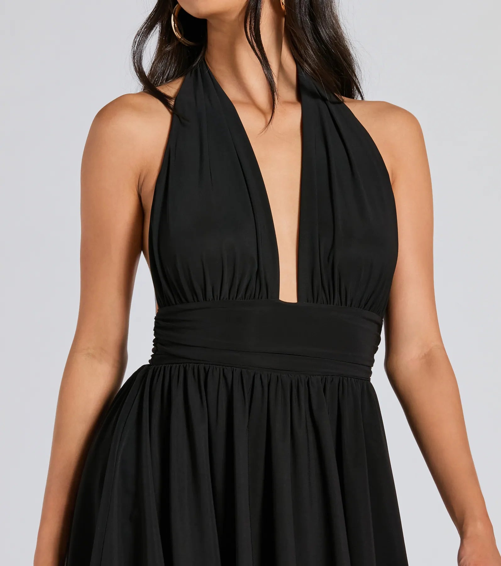 Ultimate 50s Icon Halter Plunge Skater Romper