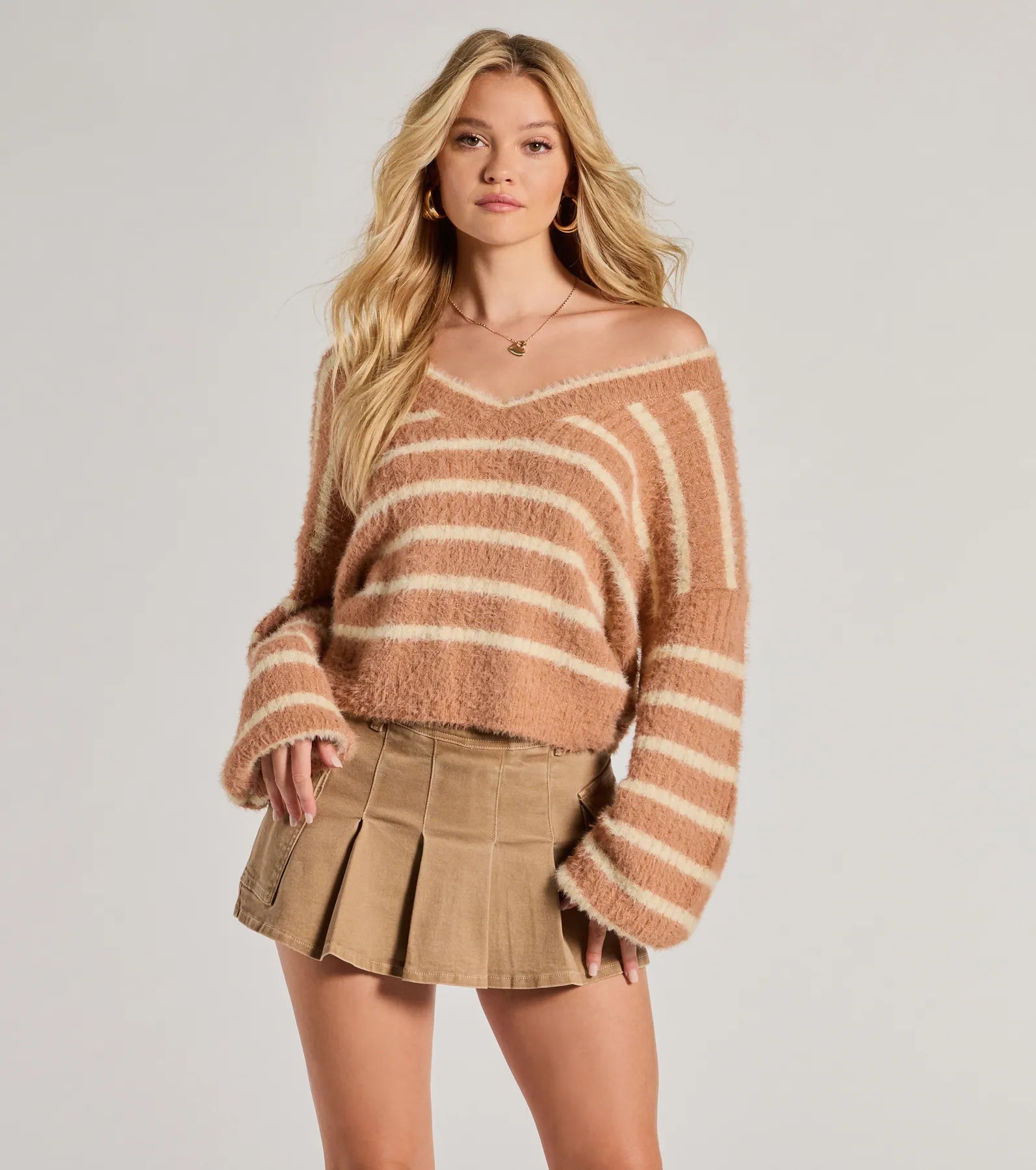 Ultimate Cozy Charm Striped Eyelash Knit Sweater