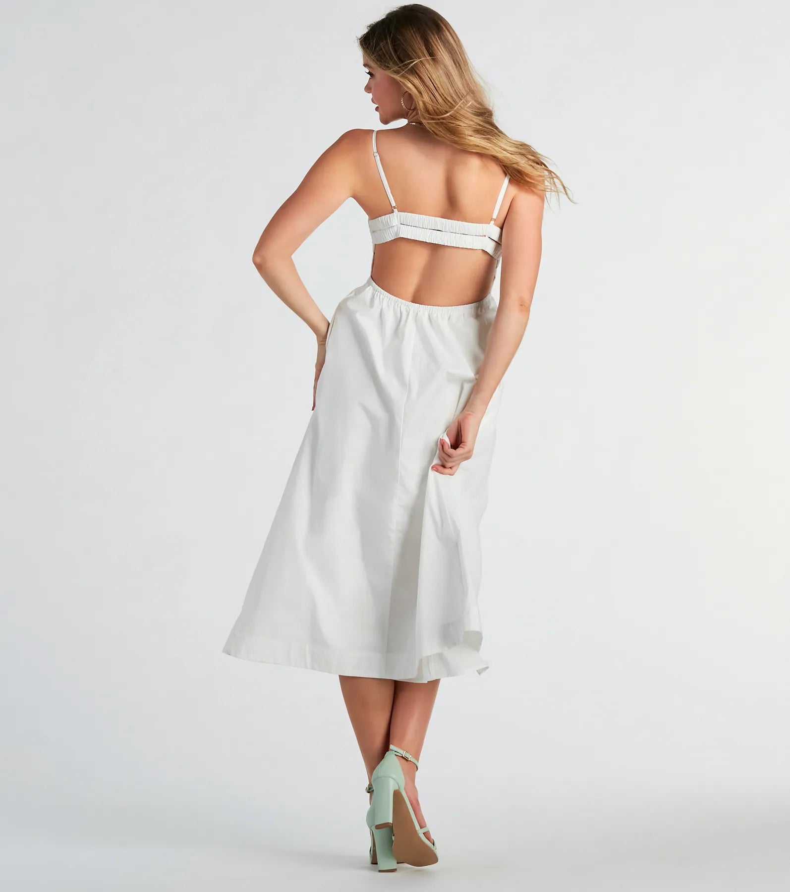 Elegant Sweetheart Cutout Midi Dress - Perfect for Bridal & Brunch