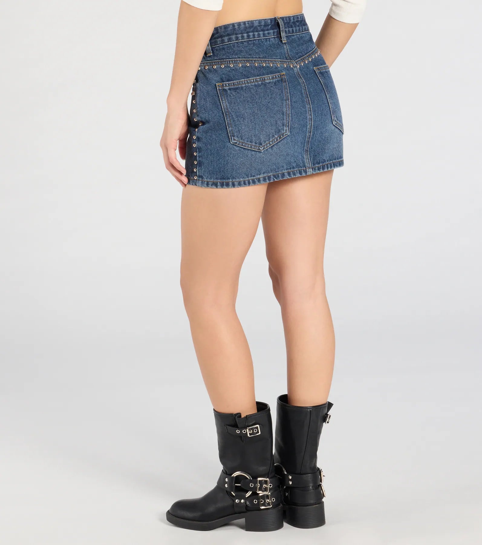 Premium Studded Denim Mini Skirt - Ultimate Weekend Style